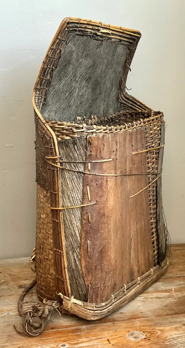 Vintage Woven Wood and Fiber Backpack — additional photo 1