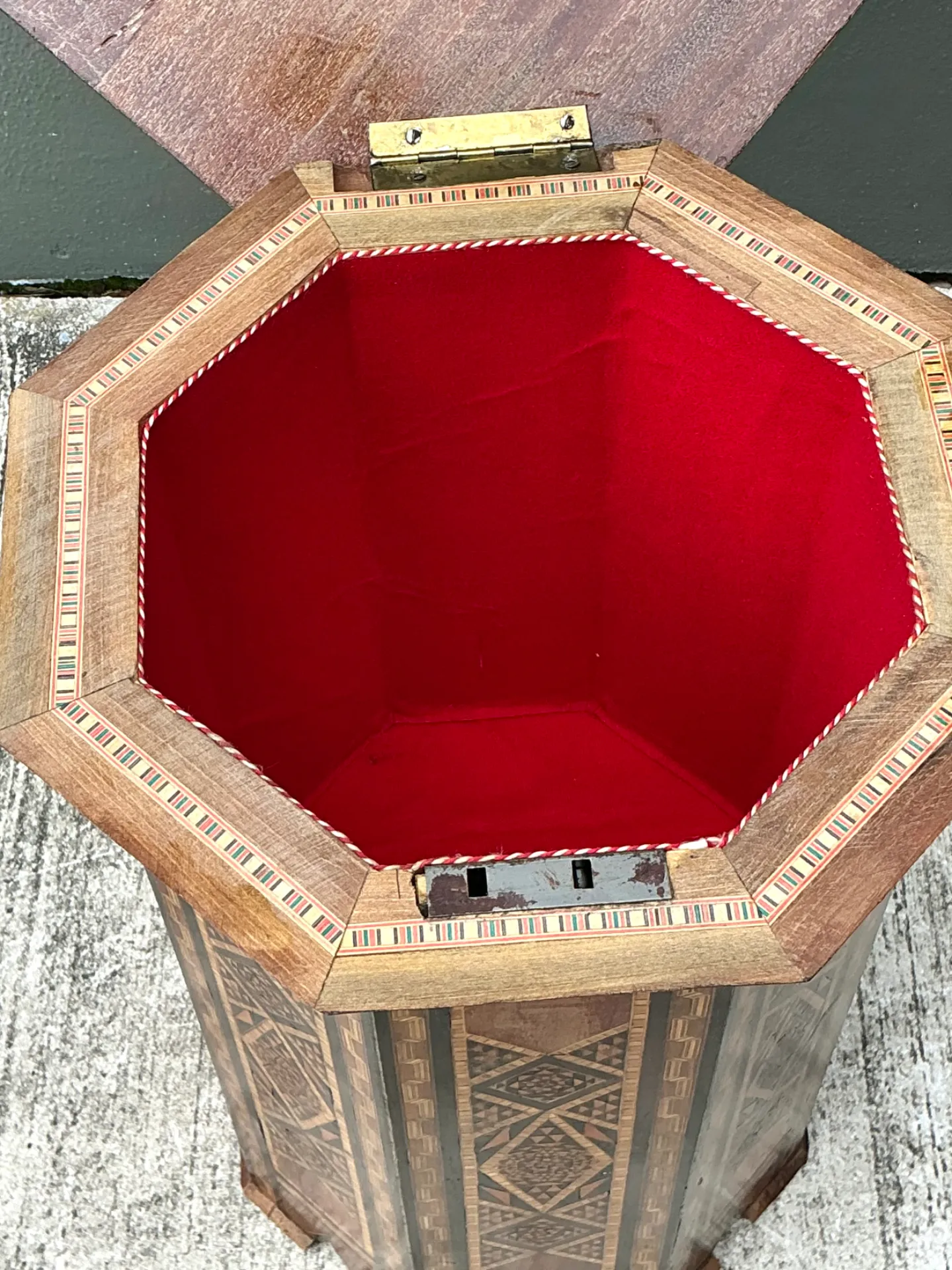 Vintage Geometric Inlay Wood Side Table — additional photo 7