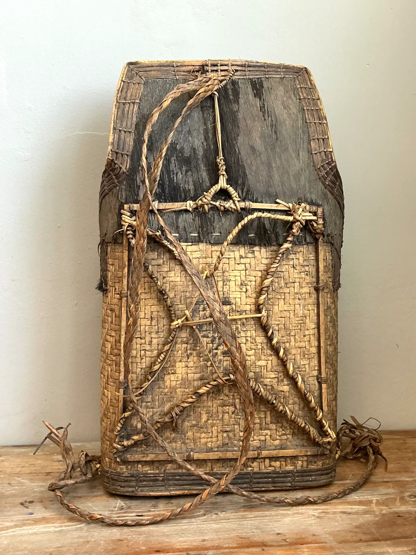 Vintage Woven Wood and Fiber Backpack — additional photo 6