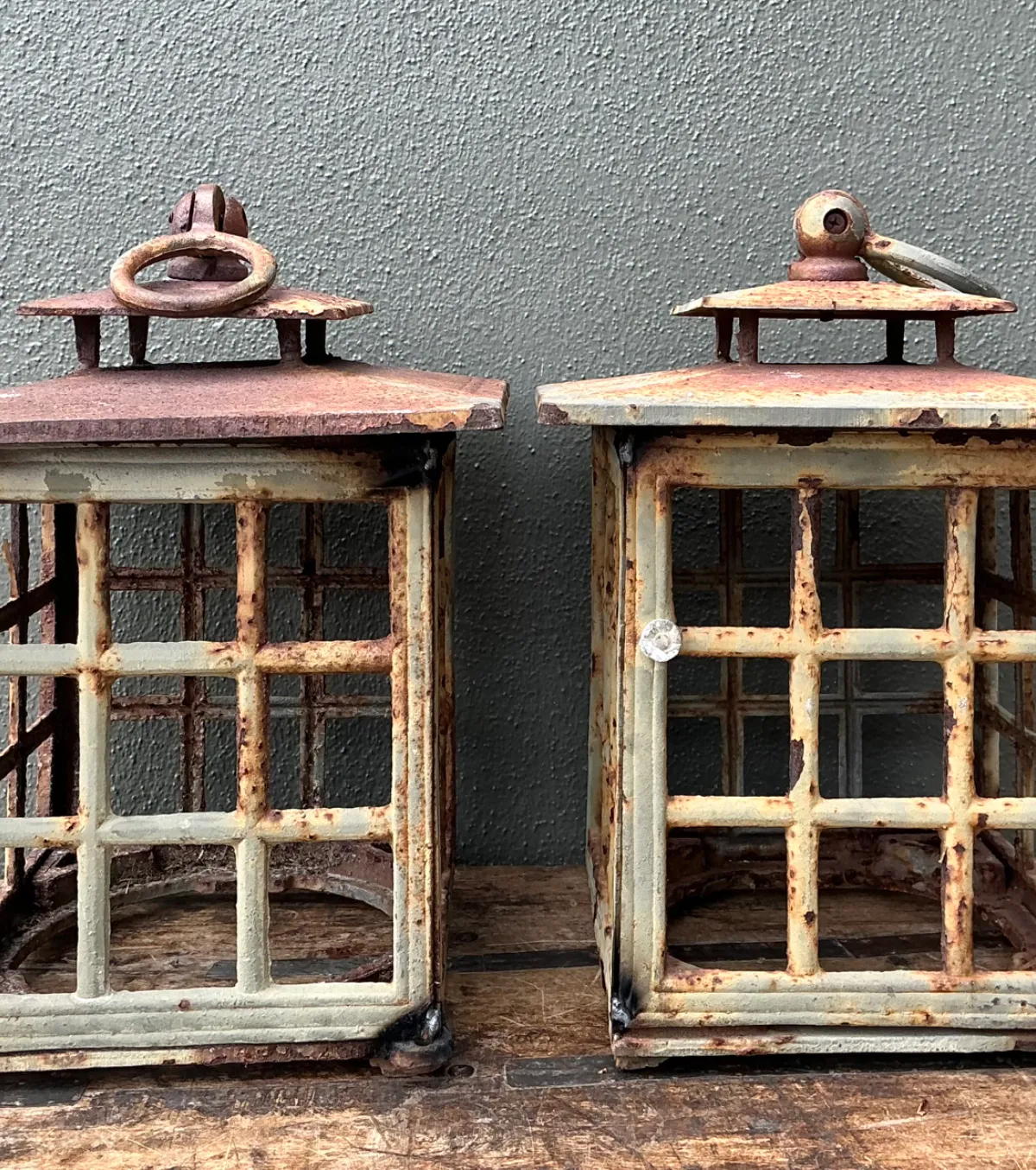 Vintage Rustic Metal Lanterns - A Pair — additional photo 6