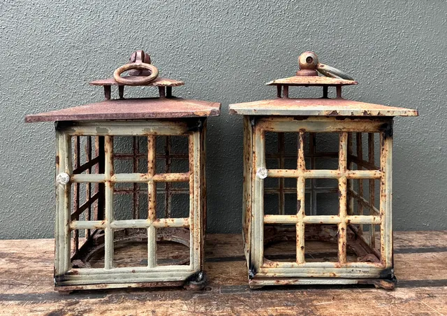 Vintage Rustic Metal Lanterns - A Pair — additional photo 6