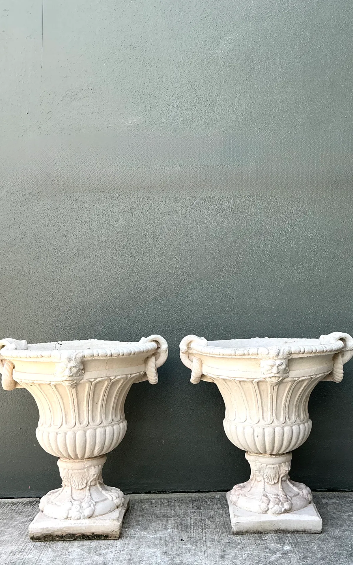 Vintage Carved Stone Urns - Pair — additional photo 1