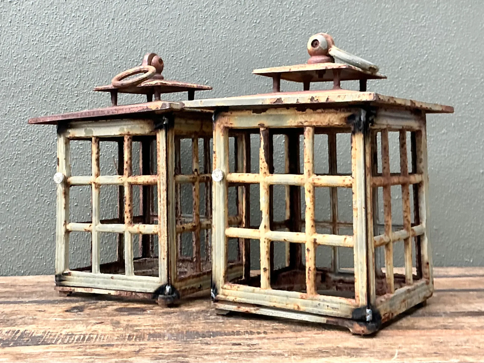 Vintage Rustic Metal Lanterns - A Pair — additional photo 3