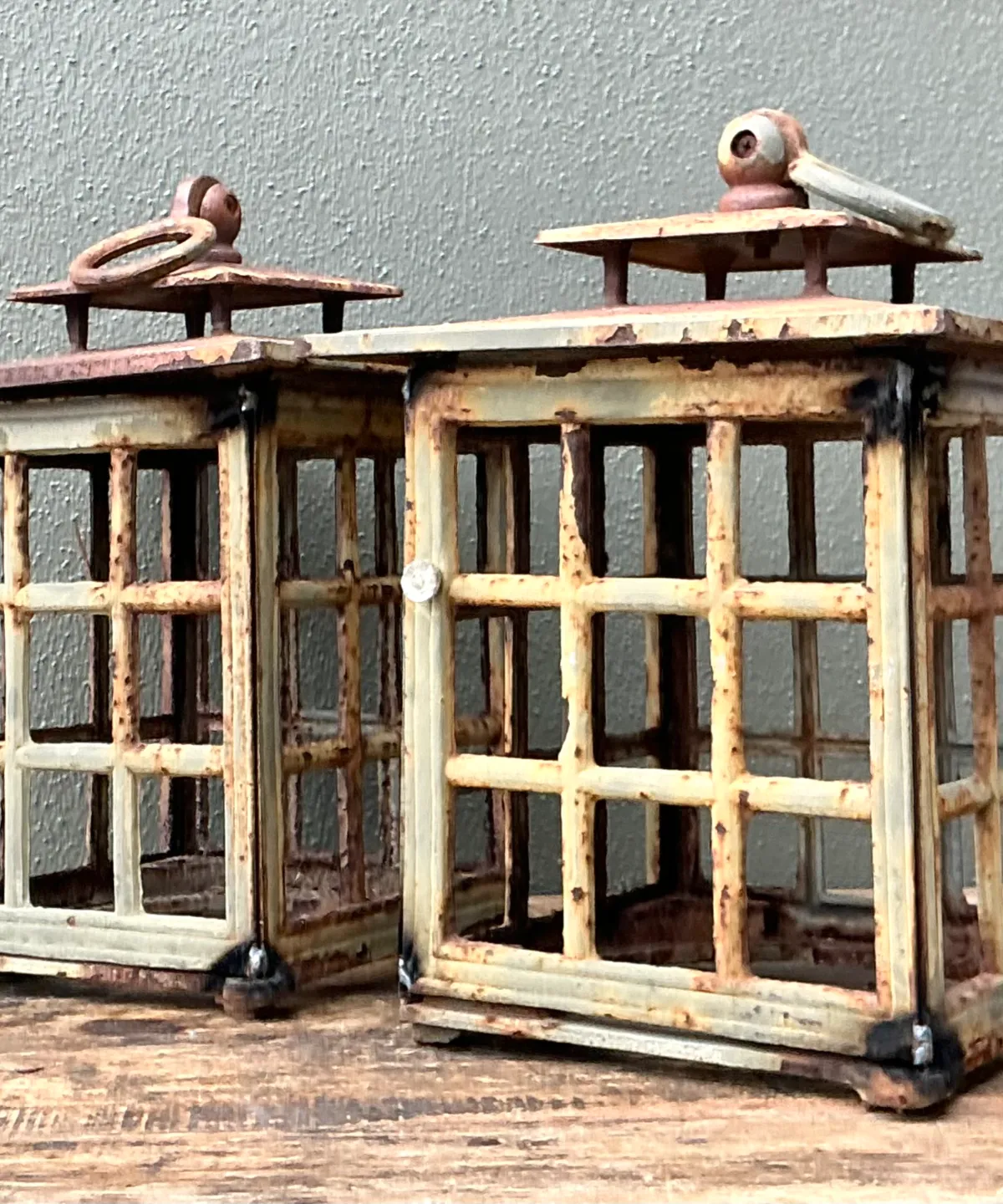 Vintage Rustic Metal Lanterns - A Pair — additional photo 3
