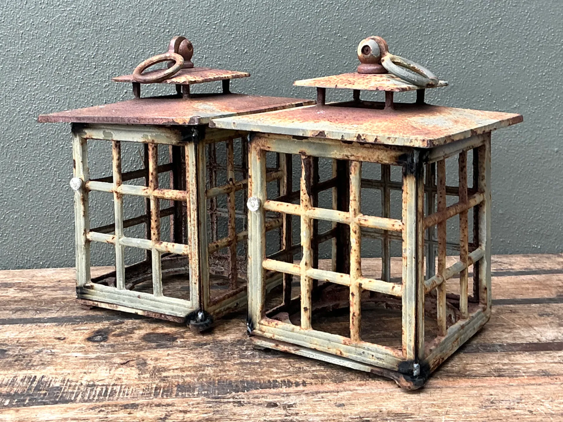 Vintage Rustic Metal Lanterns - A Pair — additional photo 8