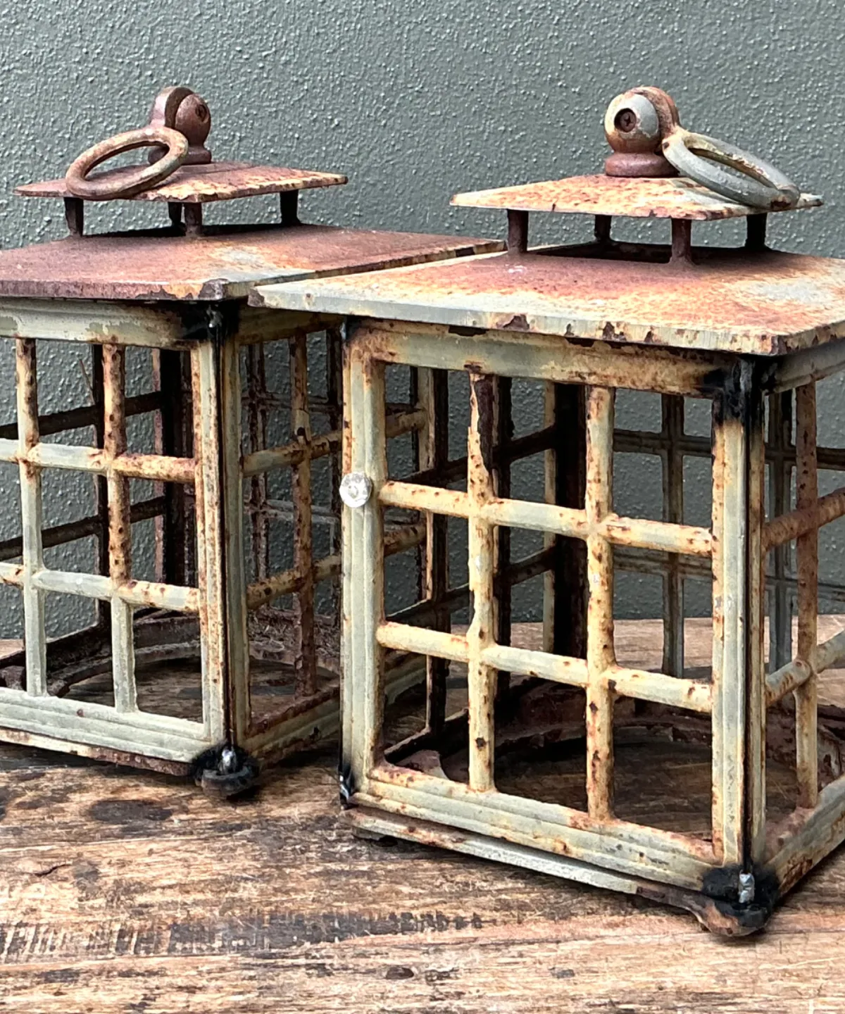 Vintage Rustic Metal Lanterns - A Pair — additional photo 8