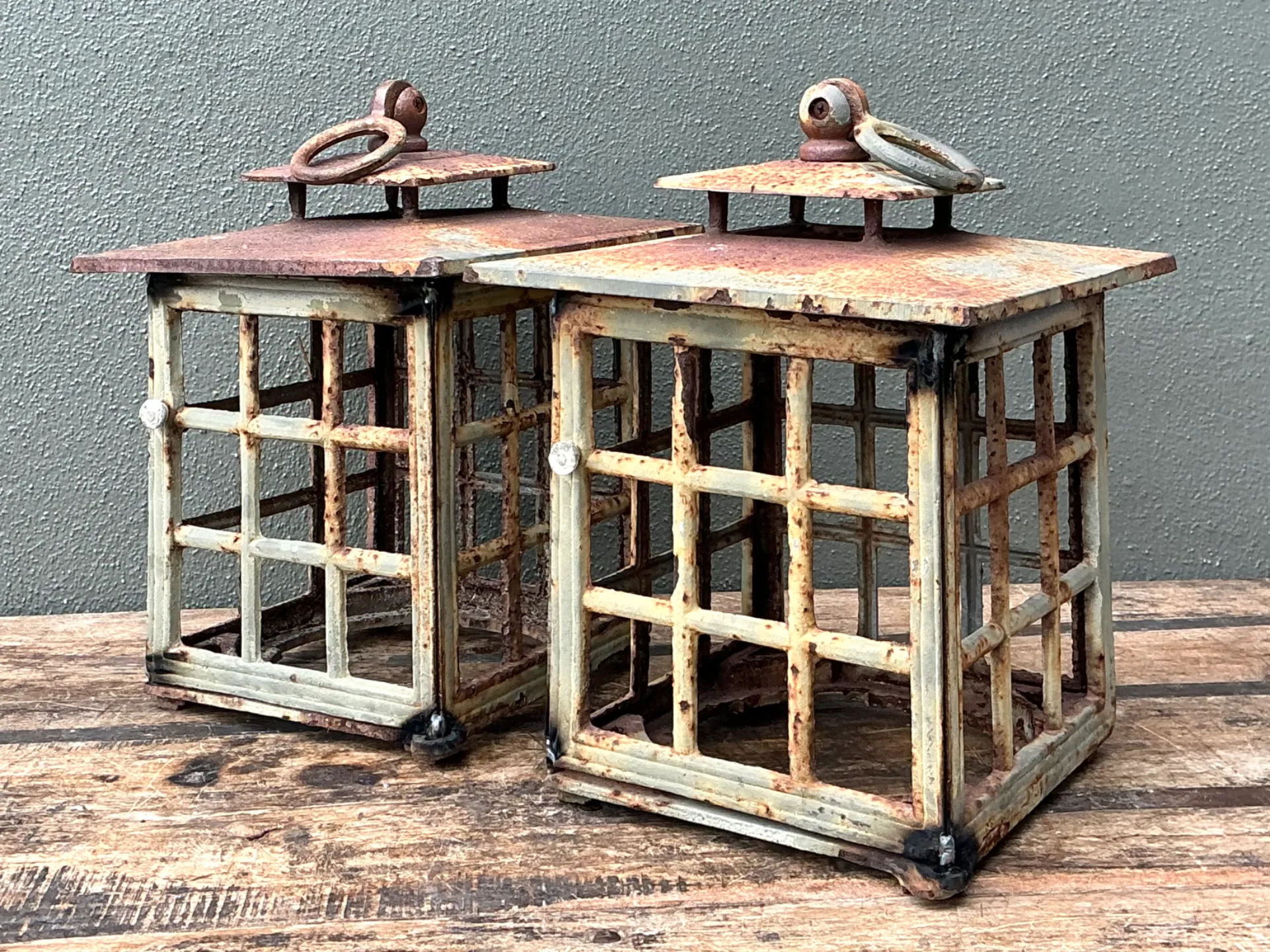 Vintage Rustic Metal Lanterns - A Pair — additional photo 7