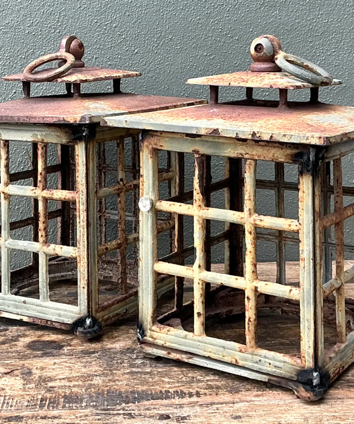 Vintage Rustic Metal Lanterns - A Pair — additional photo 7