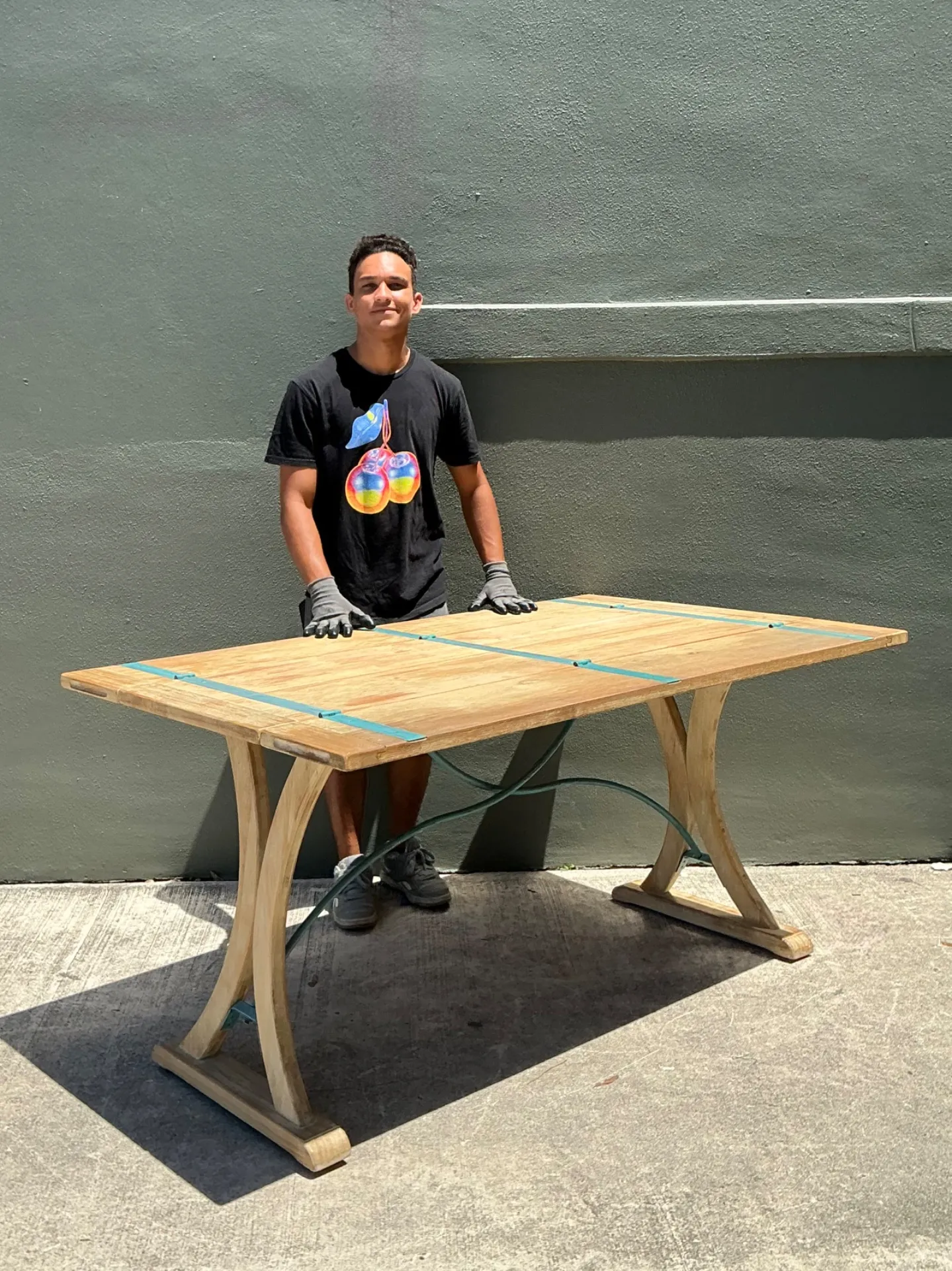 Vintage Wood and Metal Extendable Console Table — additional photo 4