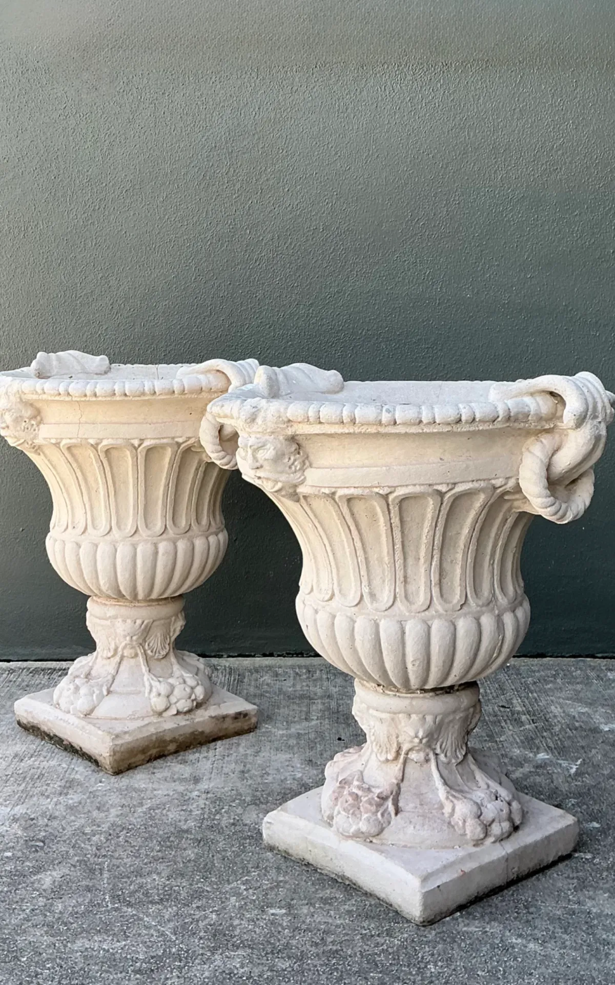 Vintage Carved Stone Urns - Pair — additional photo 8