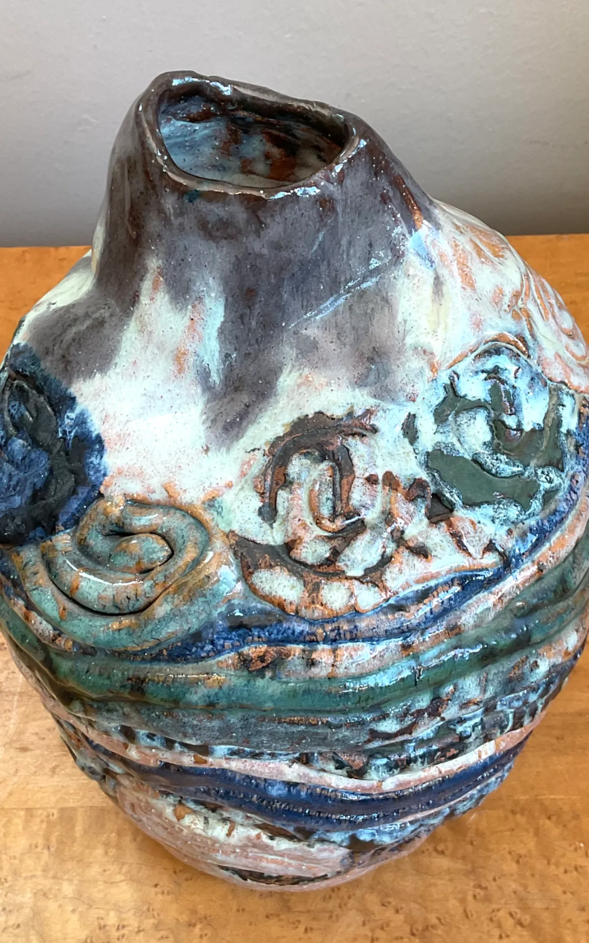 Vintage Abstract Ceramic Coil Vase