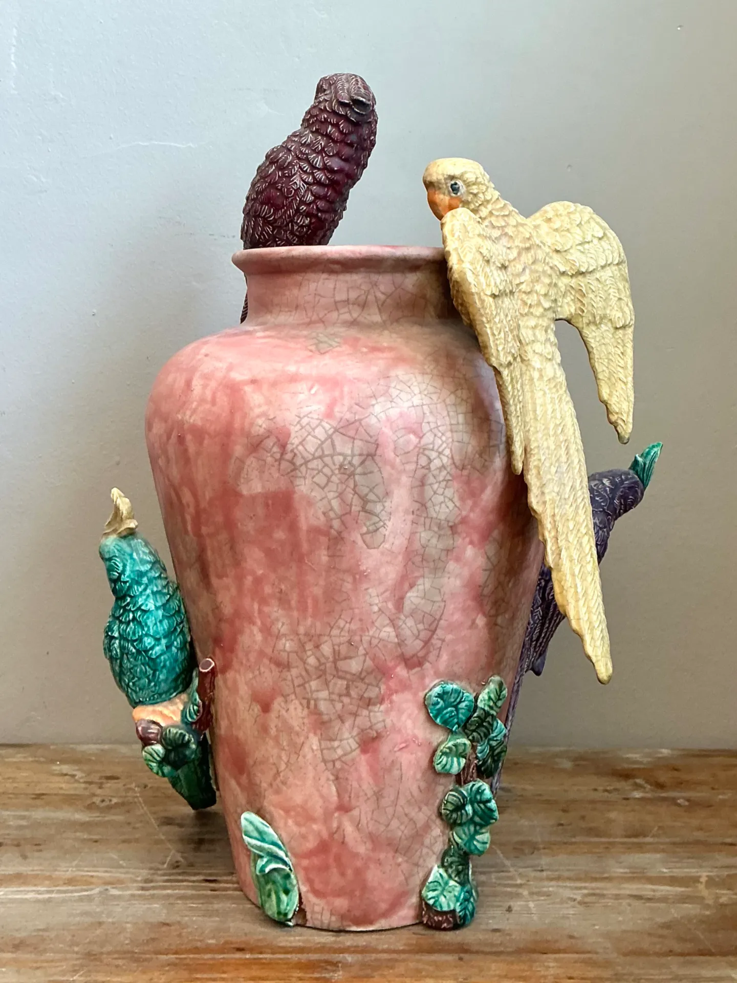 Vintage Handcrafted Parrot Ceramic Vase — additional photo 2