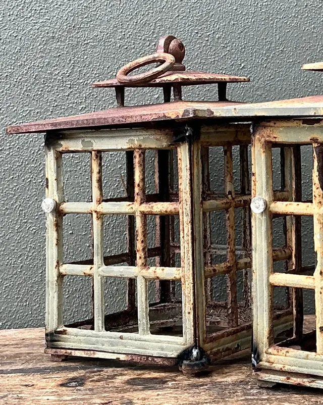 Vintage Rustic Metal Lanterns - A Pair — additional photo 4