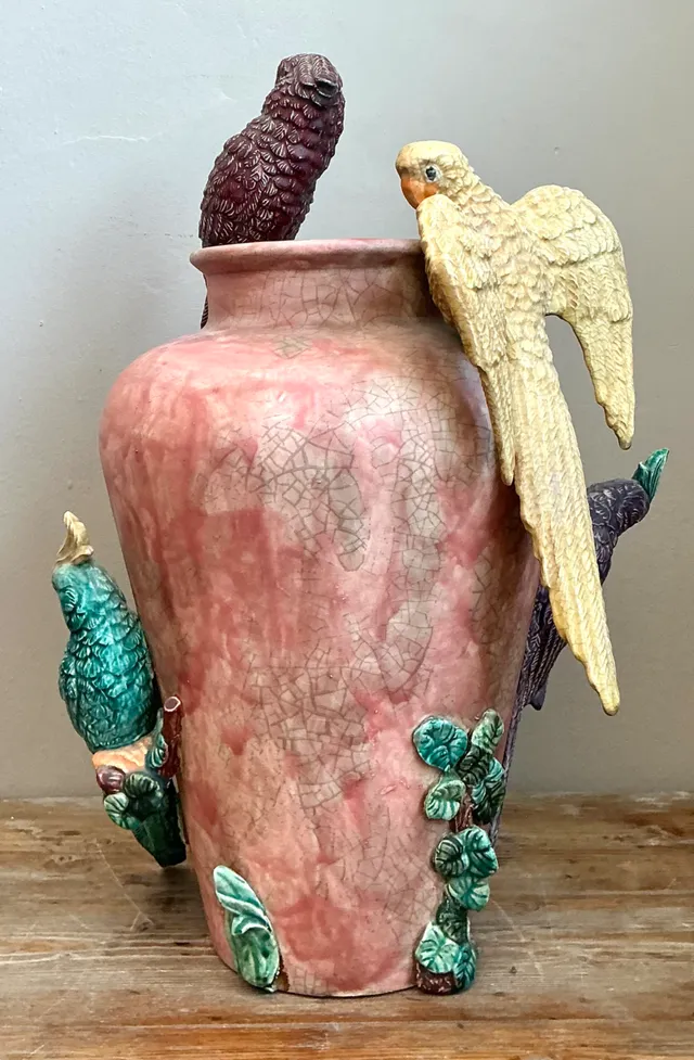 Vintage Handcrafted Parrot Ceramic Vase — additional photo 5
