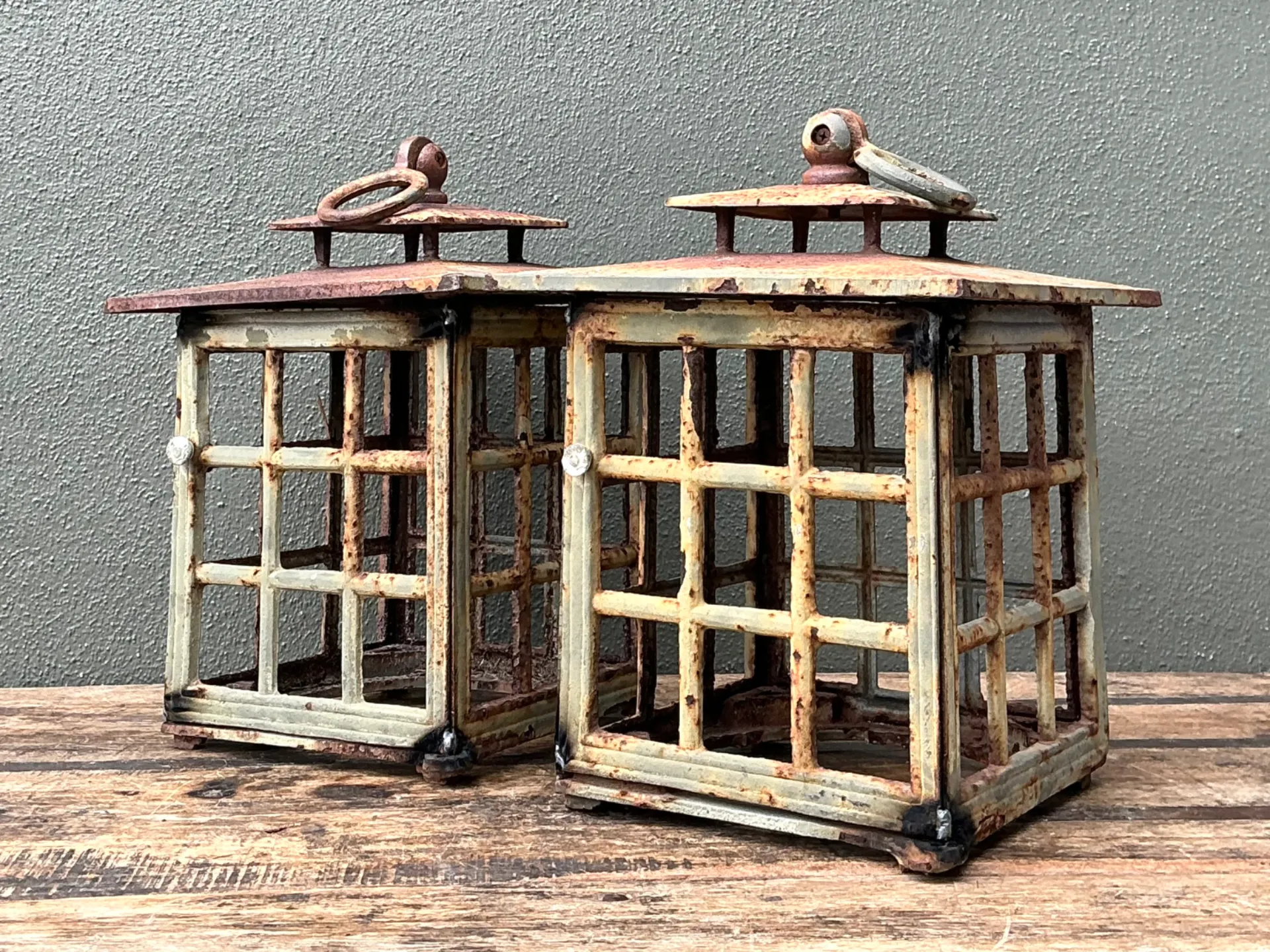 Vintage Rustic Metal Lanterns - A Pair — additional photo 2