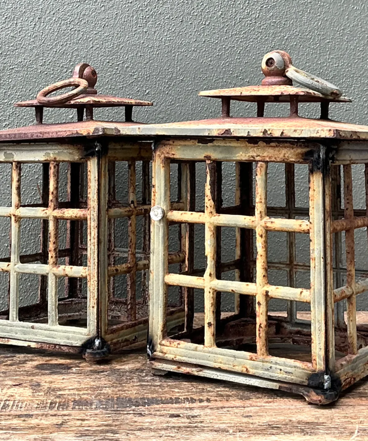 Vintage Rustic Metal Lanterns - A Pair — additional photo 2