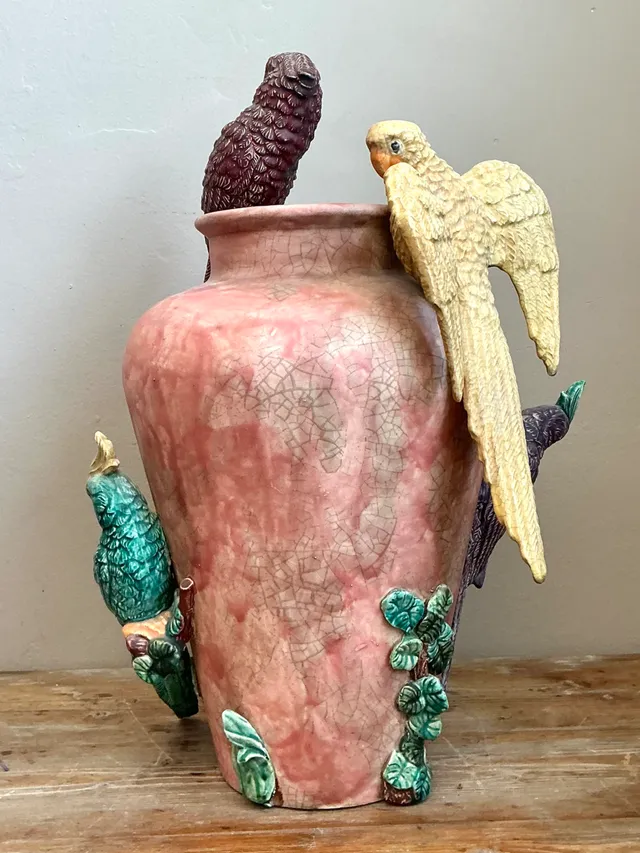 Vintage Handcrafted Parrot Ceramic Vase — additional photo 4