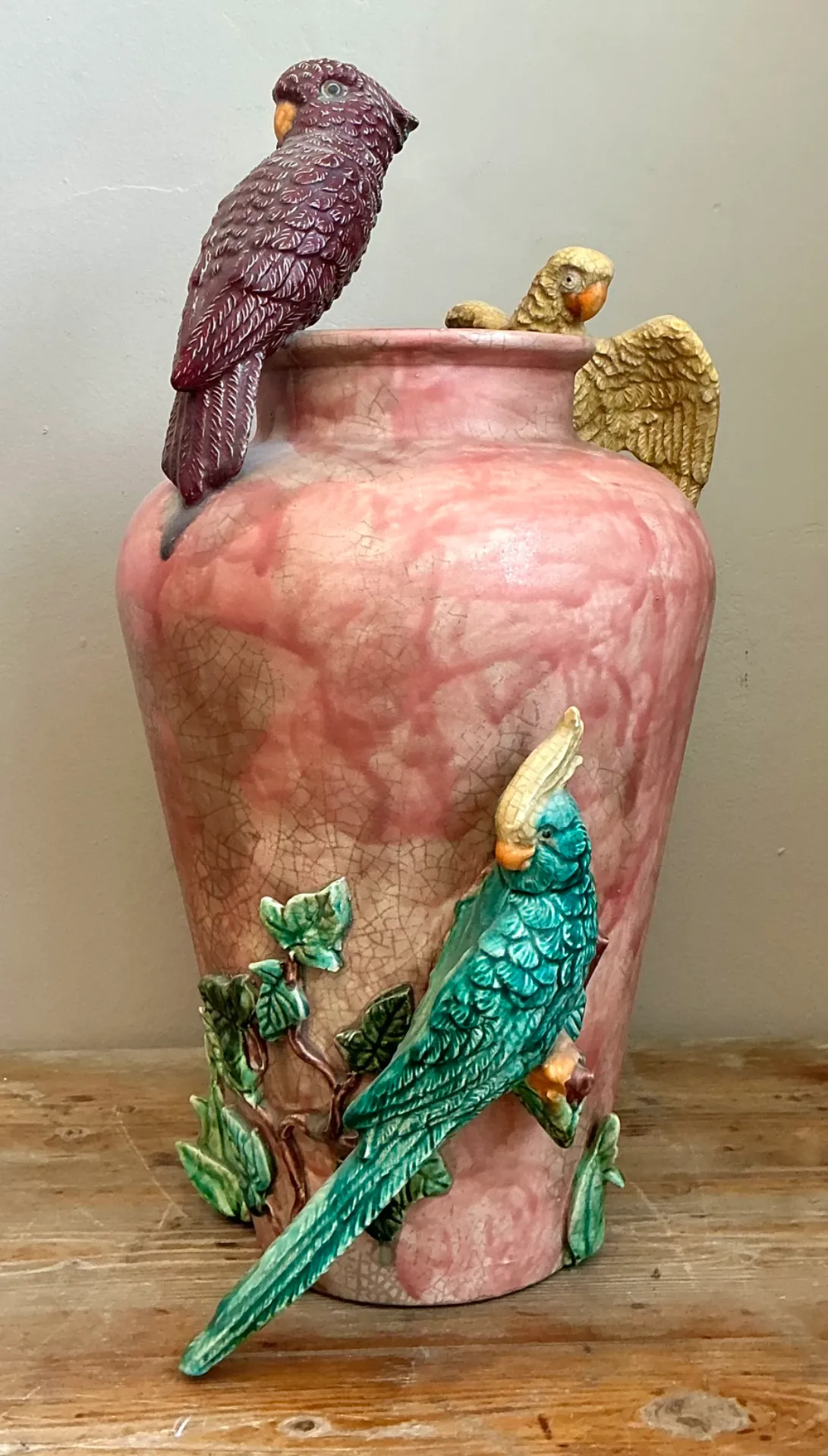 Vintage Handcrafted Parrot Ceramic Vase — additional photo 6
