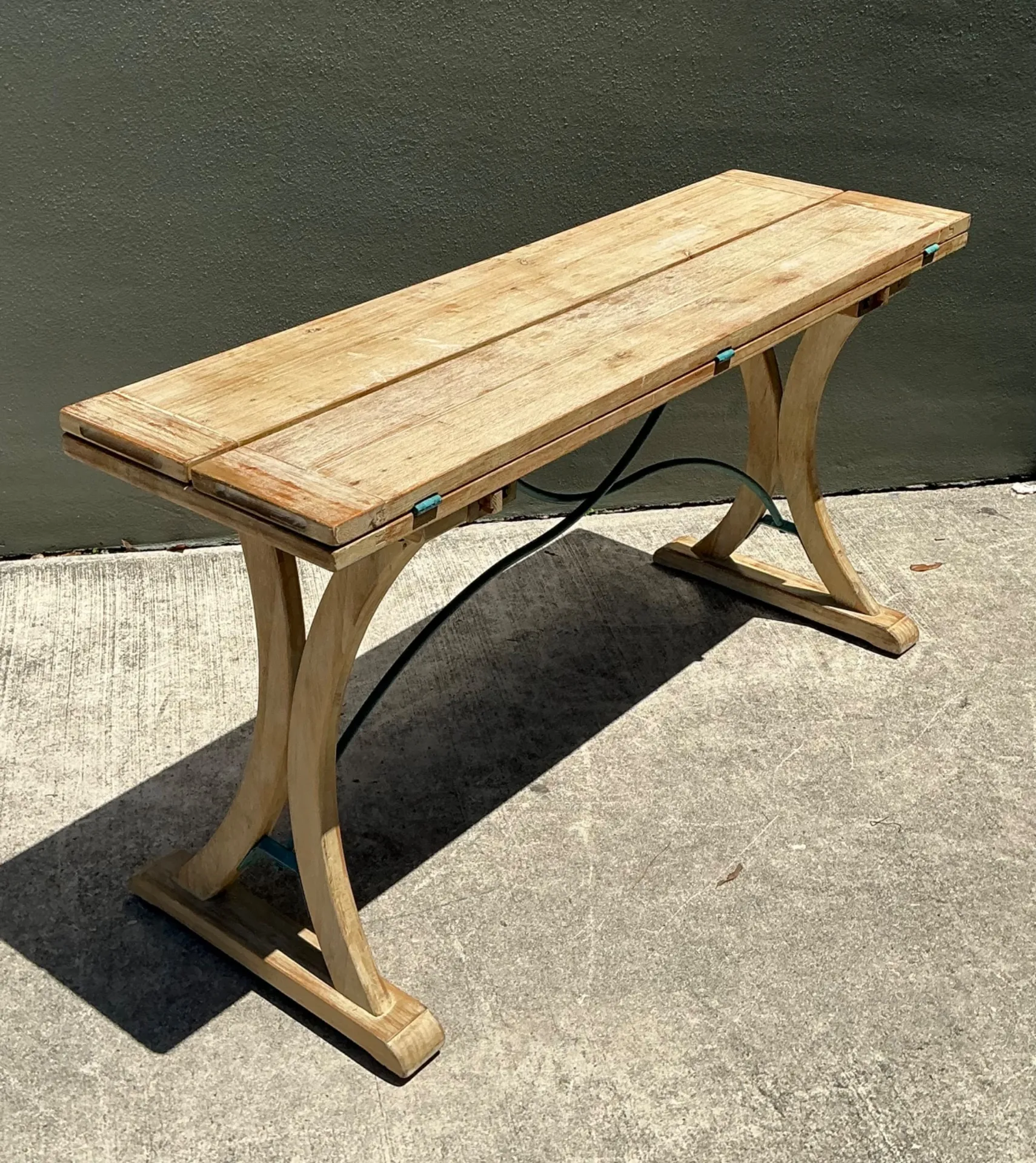Vintage Wood and Metal Extendable Console Table — additional photo 2
