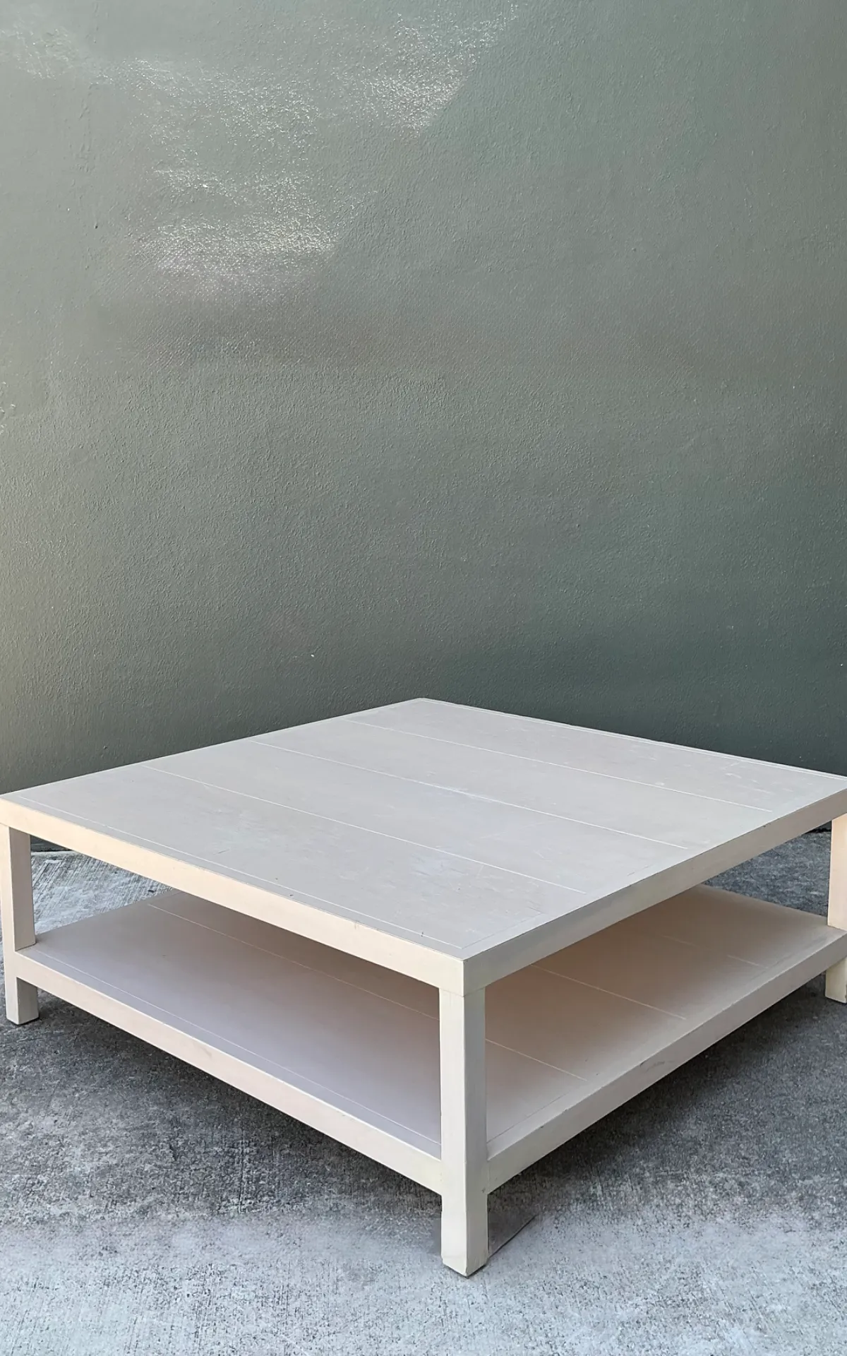 Vintage White Wood Square Coffee Table — additional photo 3