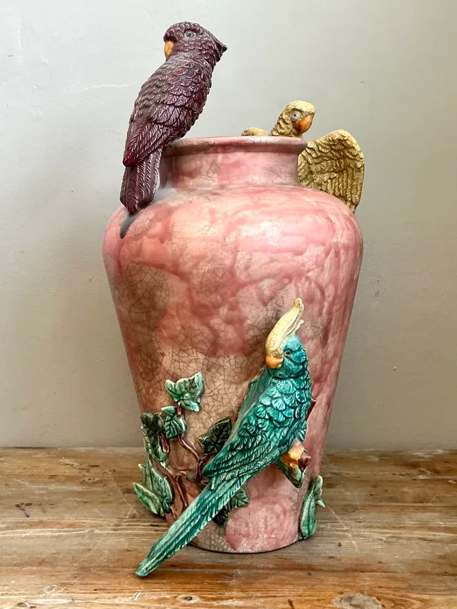 Vintage Handcrafted Parrot Ceramic Vase — additional photo 7