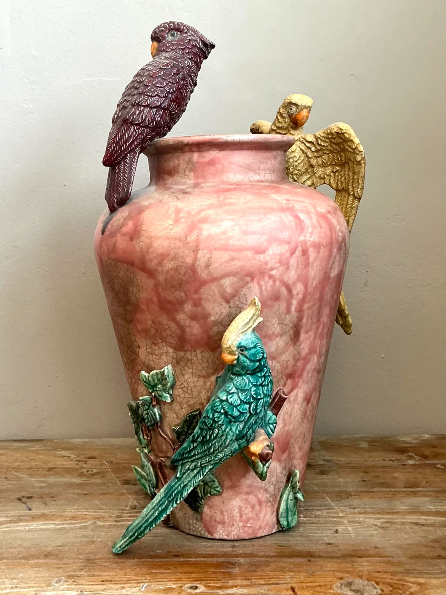 Vintage Handcrafted Parrot Ceramic Vase — additional photo 1