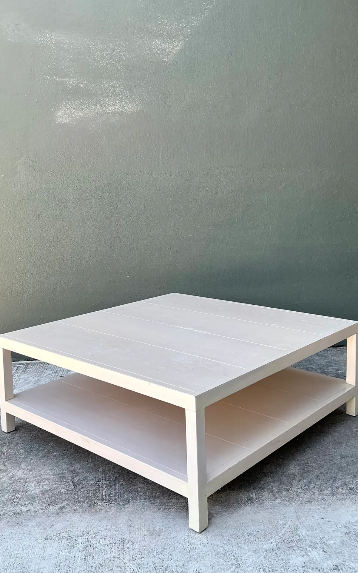 Vintage White Wood Square Coffee Table — additional photo 1