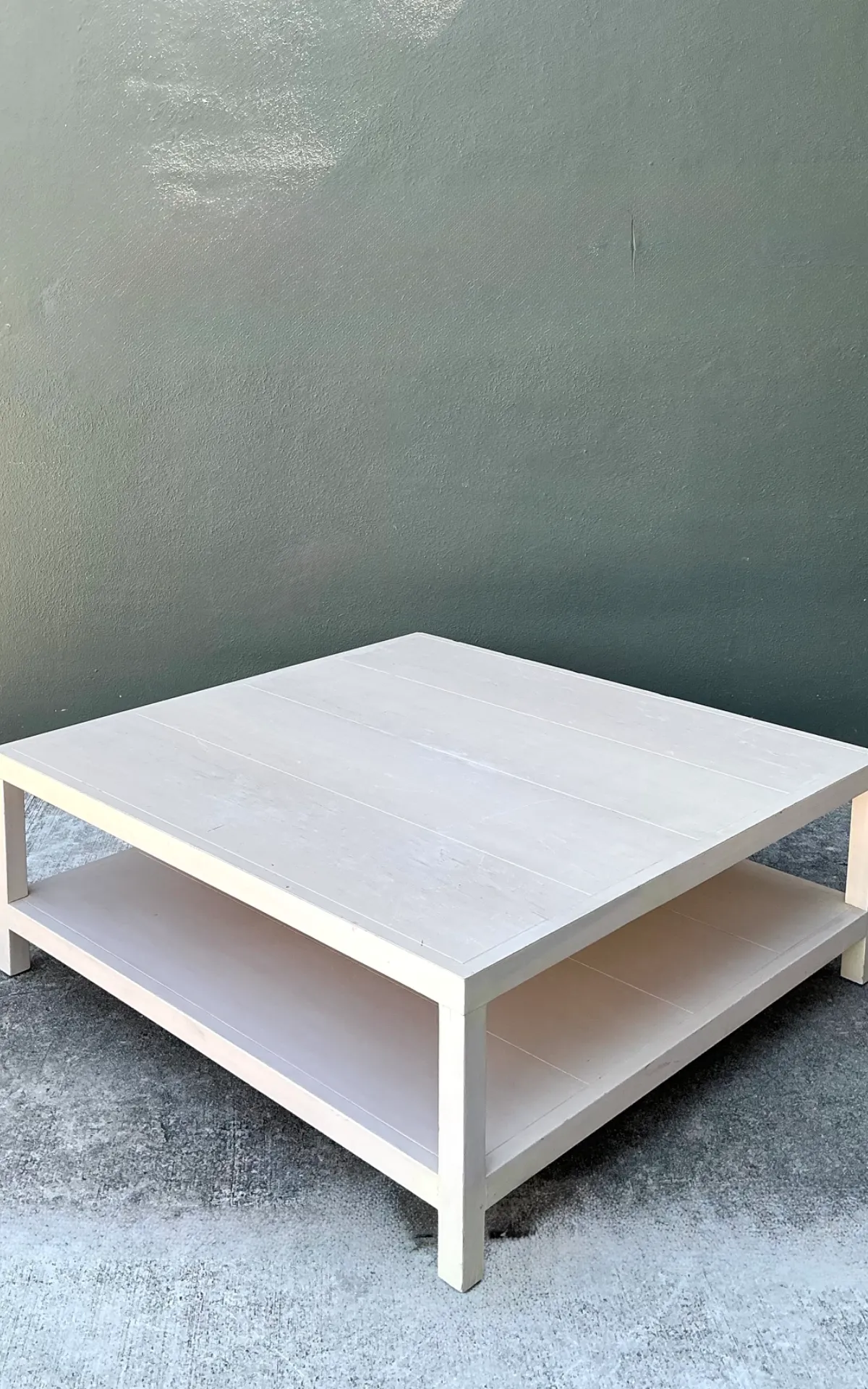 Vintage White Wood Square Coffee Table — additional photo 7