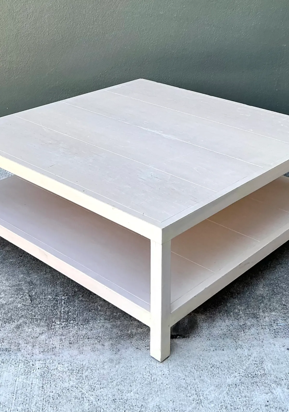 Vintage White Wood Square Coffee Table — additional photo 4