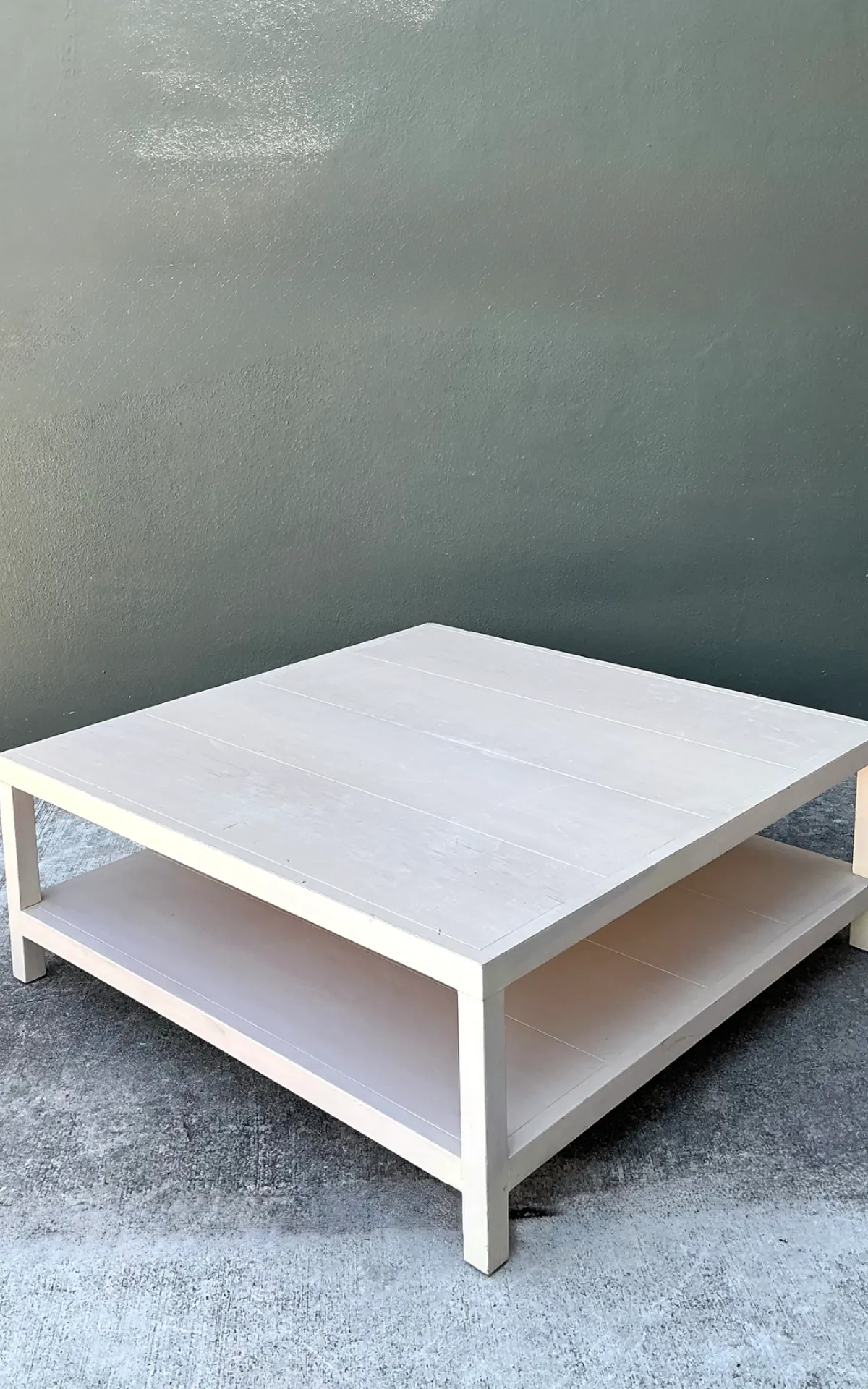 Vintage White Wood Square Coffee Table — additional photo 2