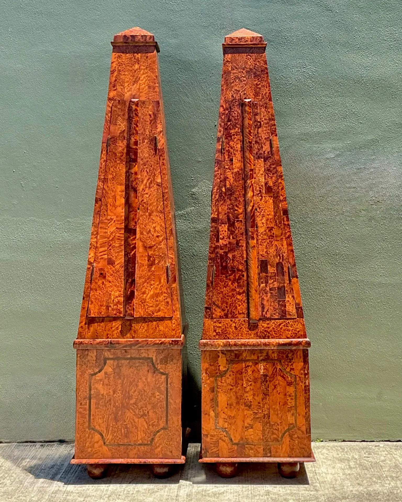 Vintage Tapered Burl Wood Obelisk Cabinets — additional photo 7
