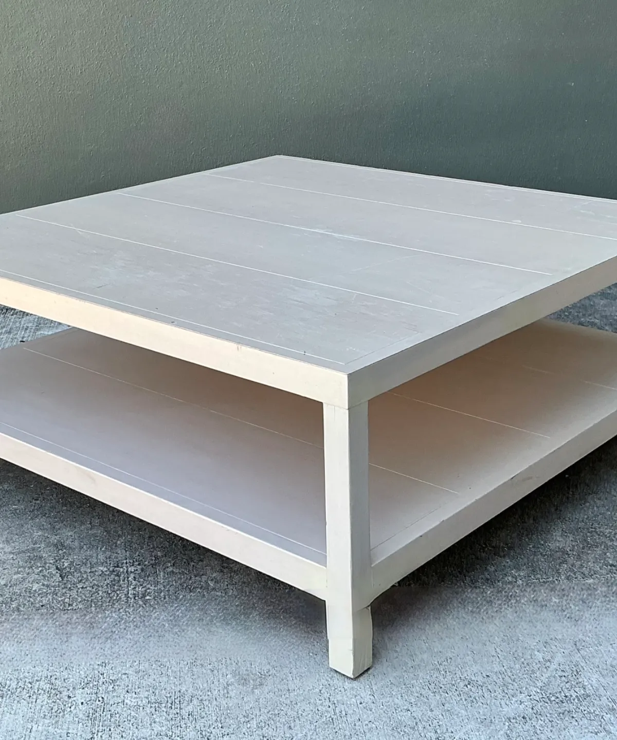 Vintage White Wood Square Coffee Table — additional photo 5