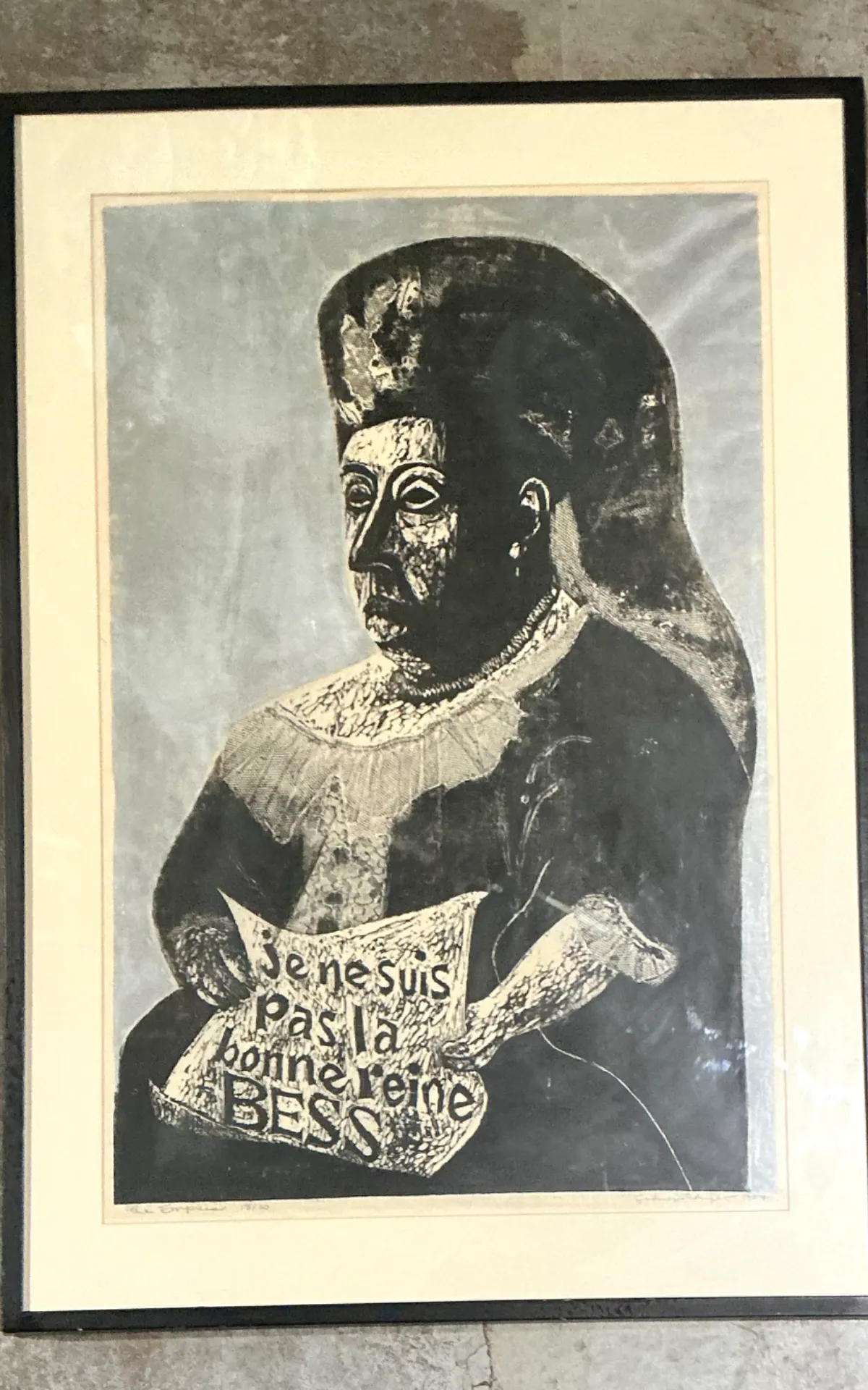 Vintage Queen Victoria Abstract The Empress” Figurative Woodcut Print — additional photo 6