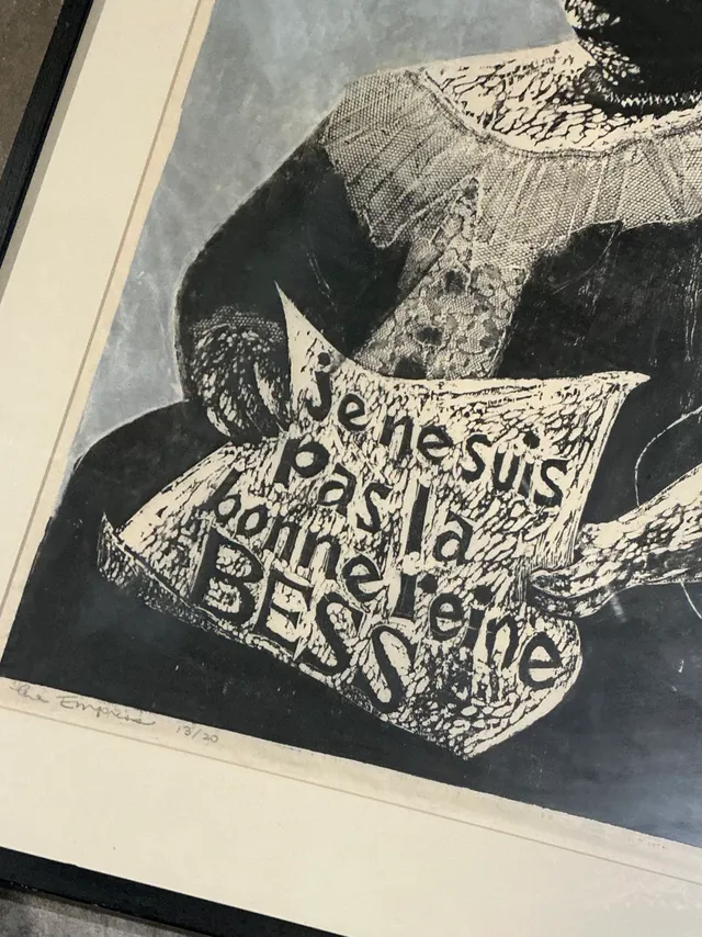 Vintage Queen Victoria Abstract The Empress” Figurative Woodcut Print — additional photo 7