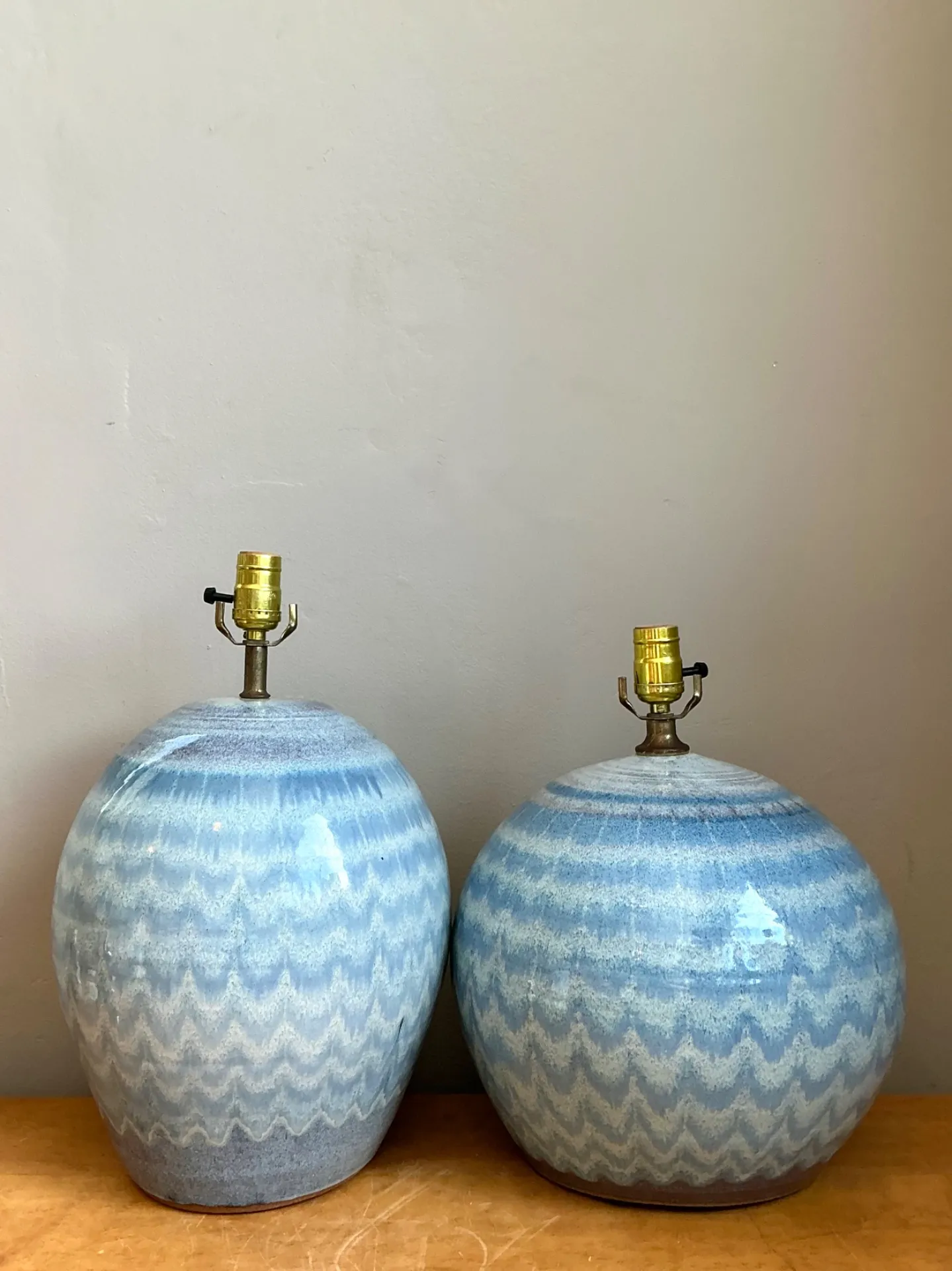 Vintage Blue Glazed Ceramic Table Lamps - Set Of 2 — additional photo 8