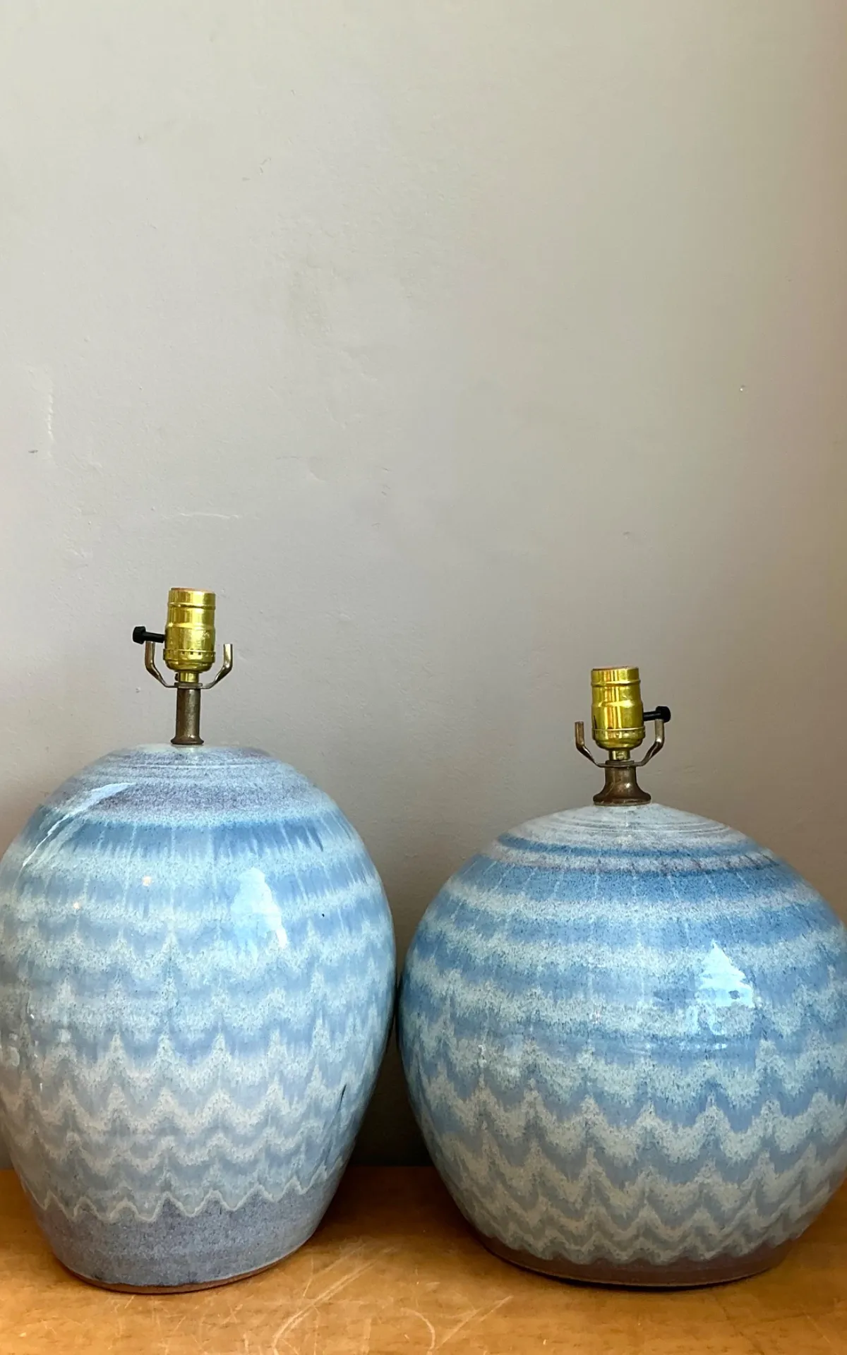 Vintage Blue Glazed Ceramic Table Lamps - Set Of 2 — additional photo 8