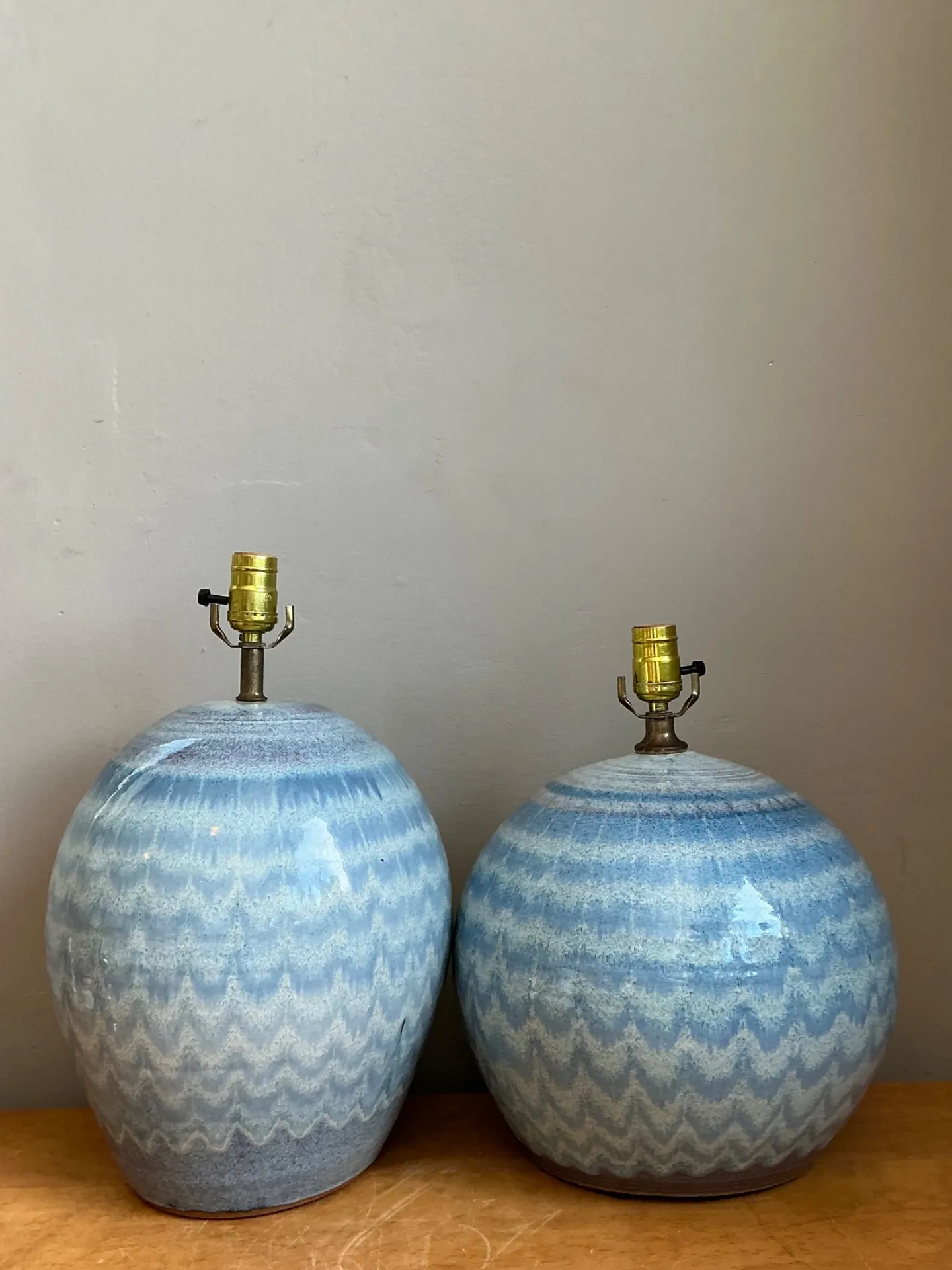 Vintage Blue Glazed Ceramic Table Lamps - Set Of 2 — additional photo 1