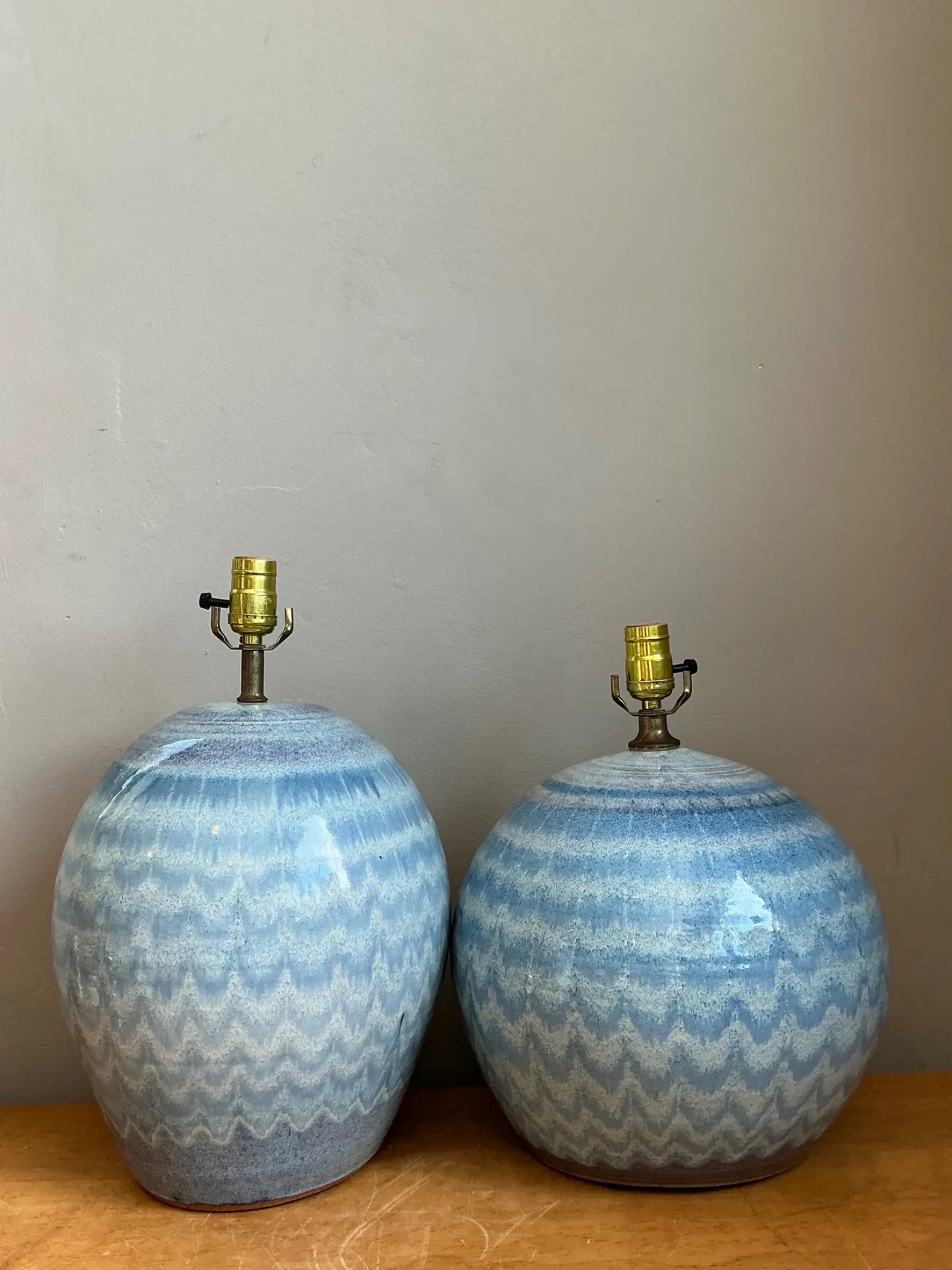 Vintage Blue Glazed Ceramic Table Lamps - Set Of 2 — additional photo 3