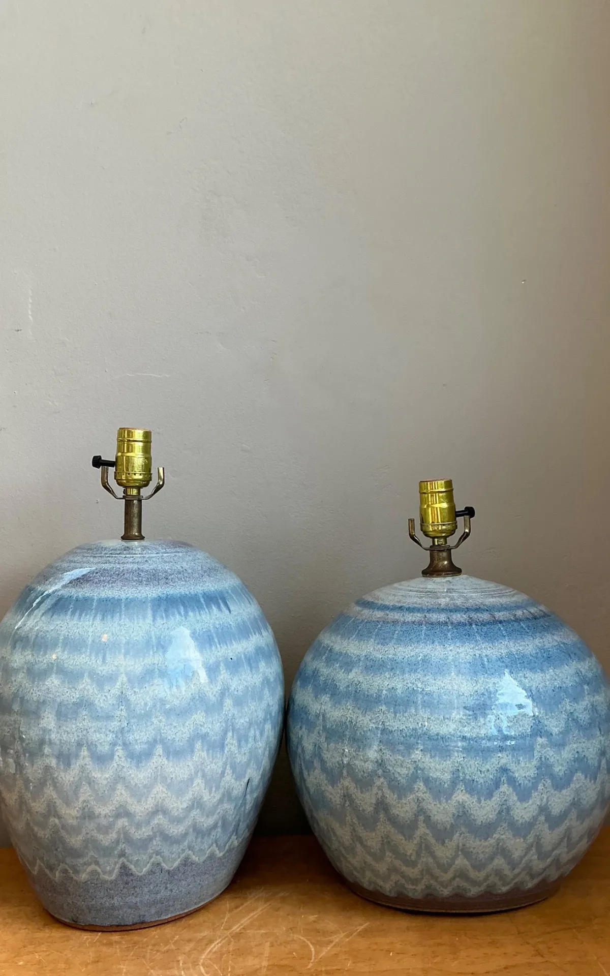 Vintage Blue Glazed Ceramic Table Lamps - Set Of 2 — additional photo 3
