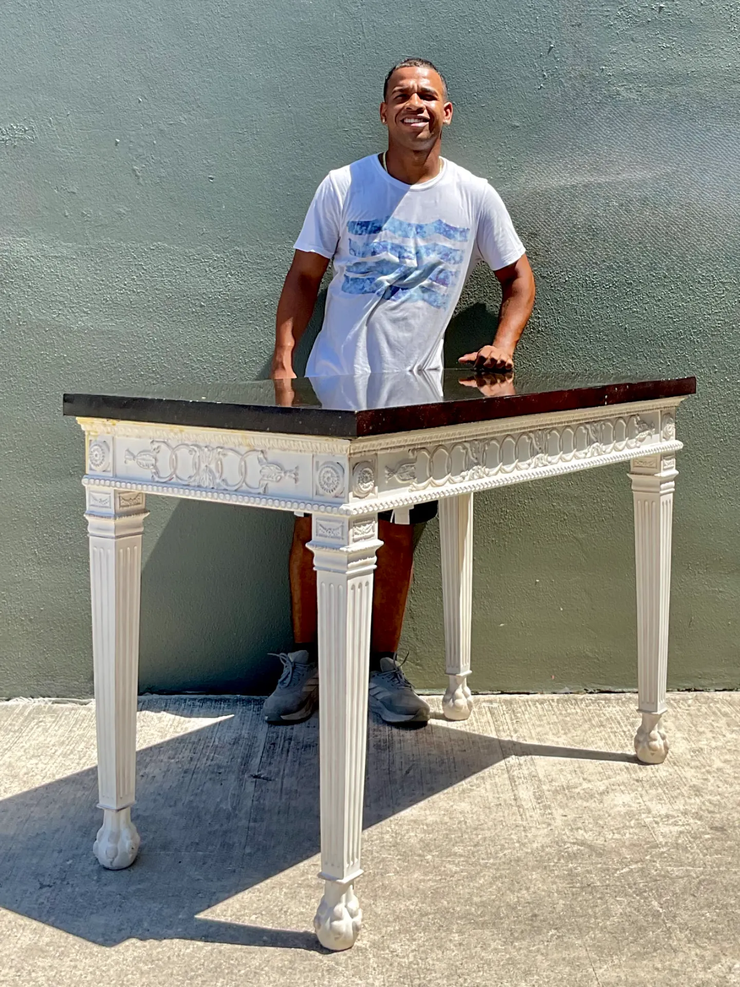 Vintage Stone and Wood Console Table — additional photo 6