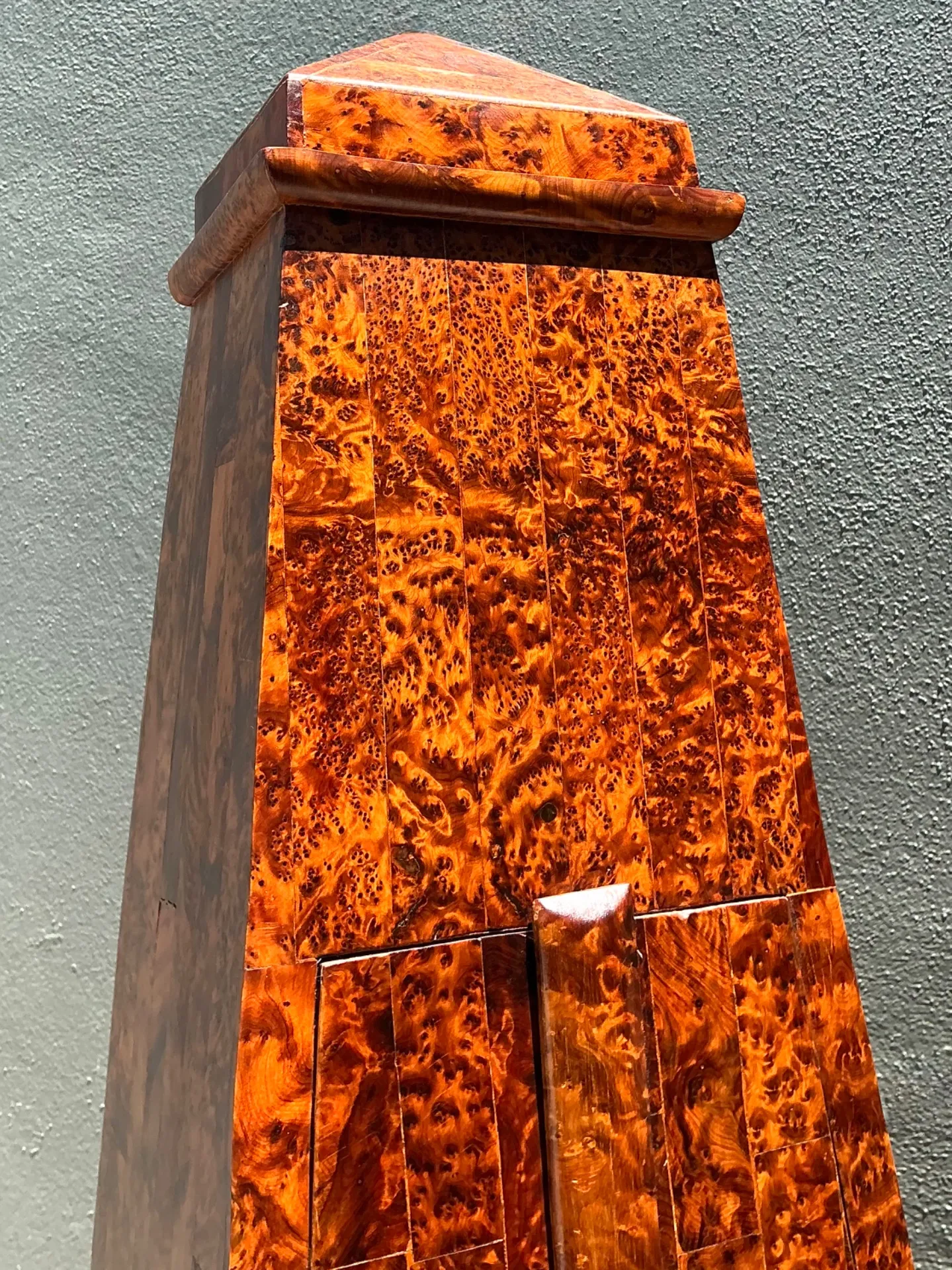 Vintage Tapered Burl Wood Obelisk Cabinets — additional photo 1