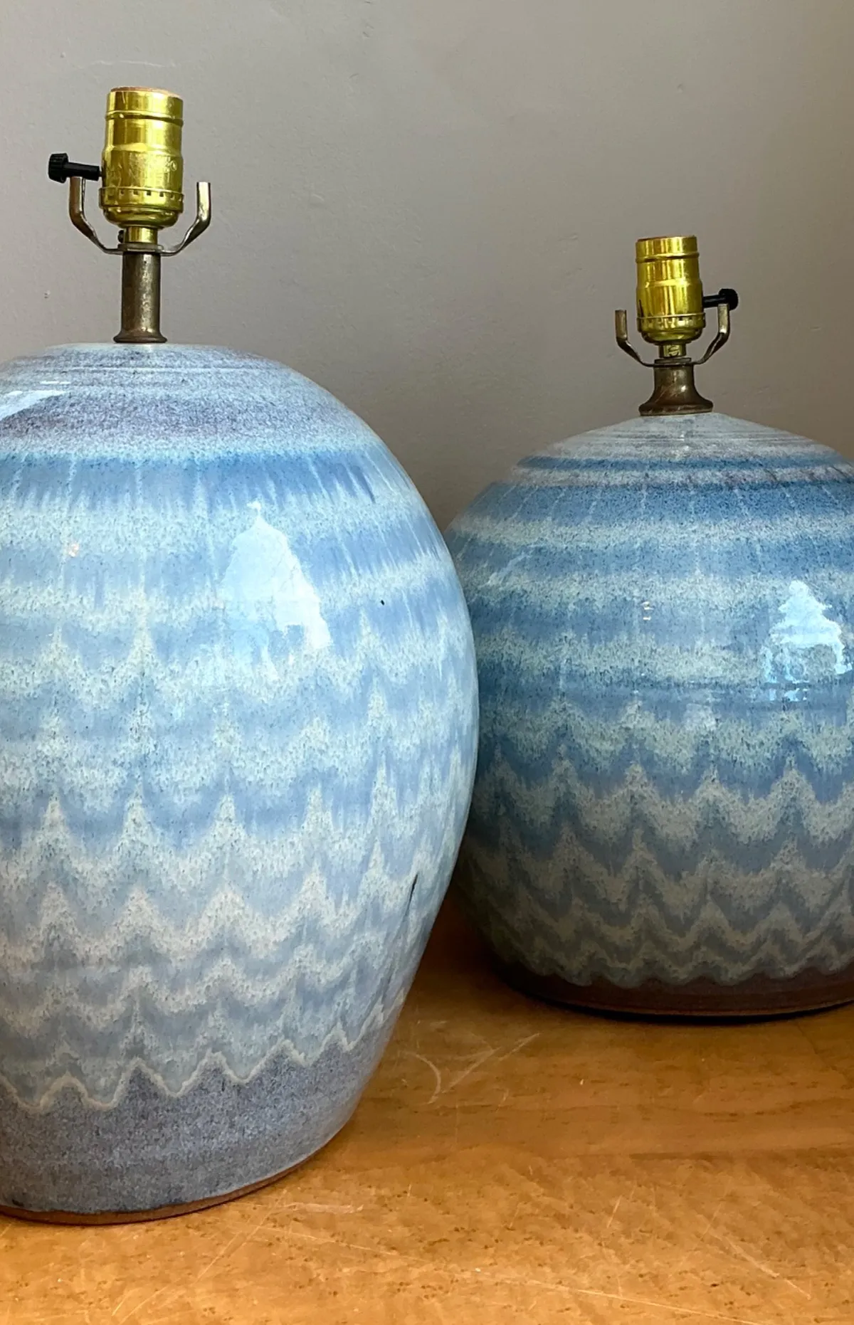 Vintage Blue Glazed Ceramic Table Lamps - Set Of 2 — additional photo 7