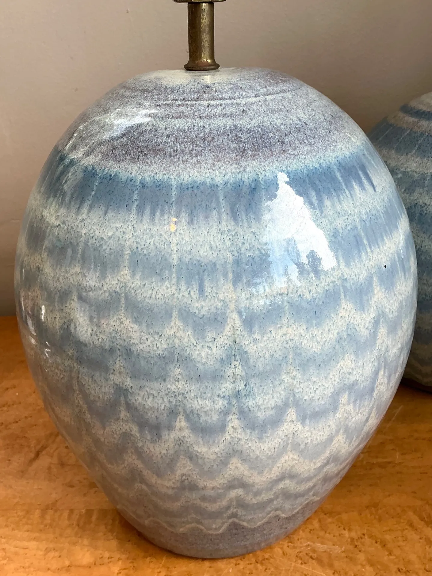 Vintage Blue Glazed Ceramic Table Lamps - Set Of 2 — additional photo 4