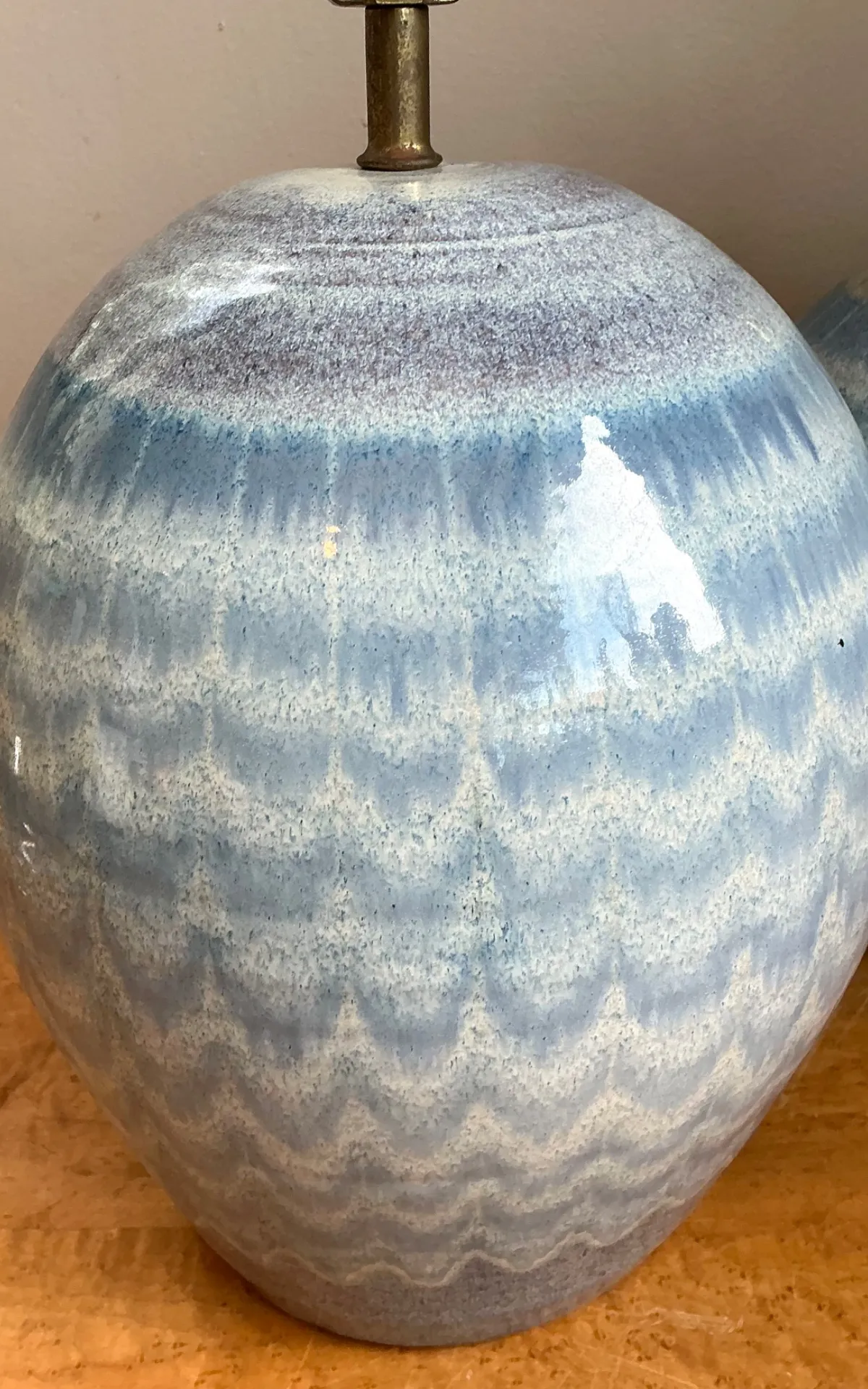 Vintage Blue Glazed Ceramic Table Lamps - Set Of 2 — additional photo 4