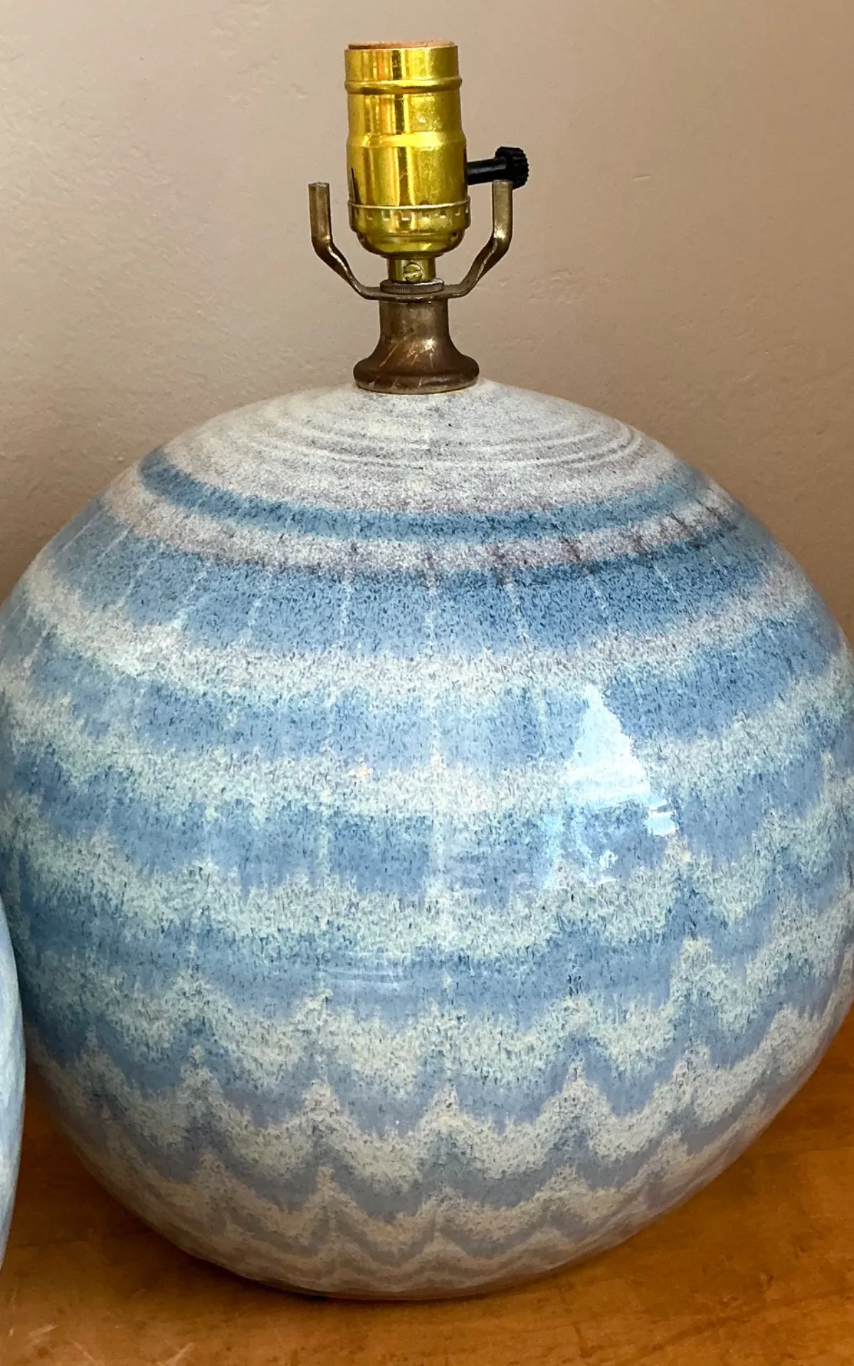 Vintage Blue Glazed Ceramic Table Lamps - Set Of 2 — additional photo 5