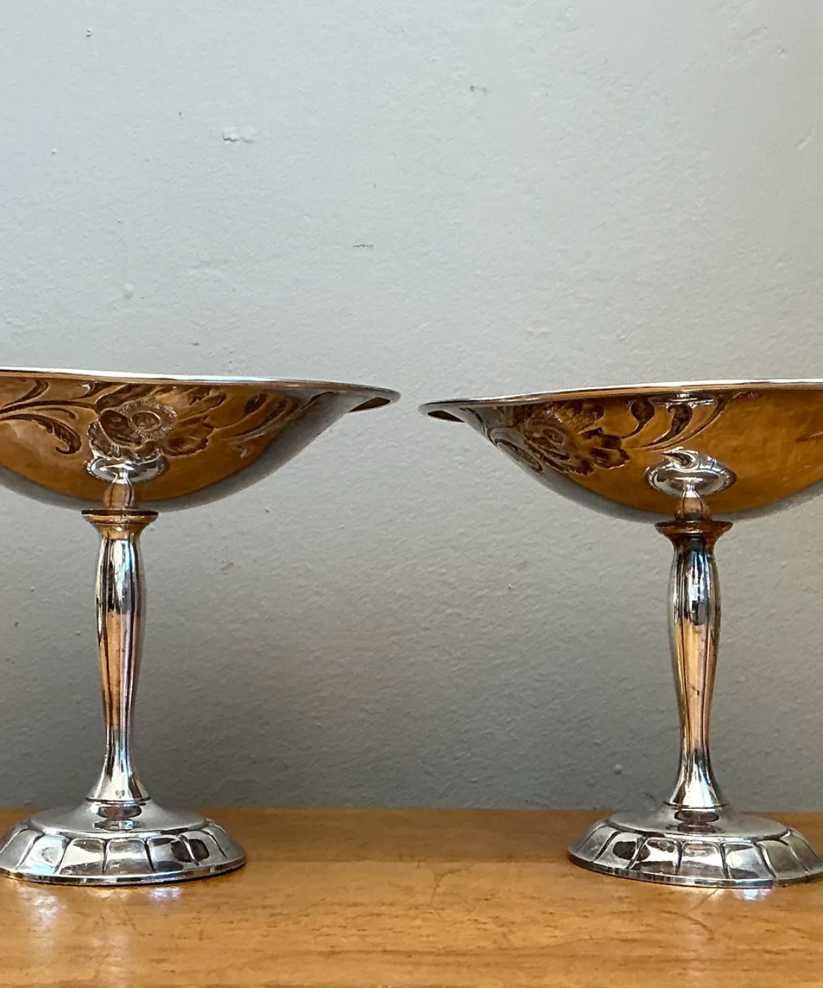 Vintage Silverplate Floral Compotes - Pair — additional photo 5