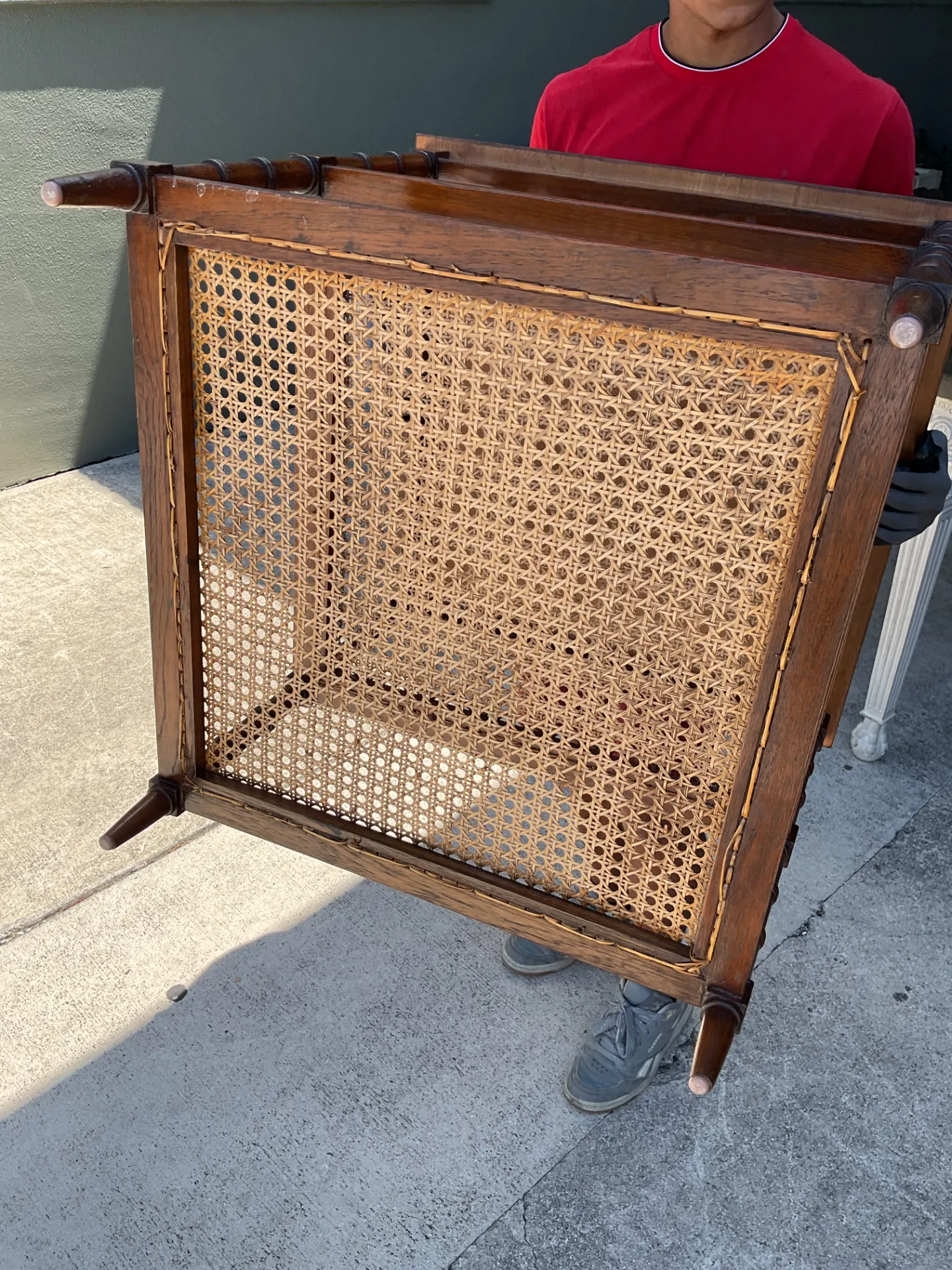 Vintage Wood and Cane Tiered Side Tables — additional photo 6