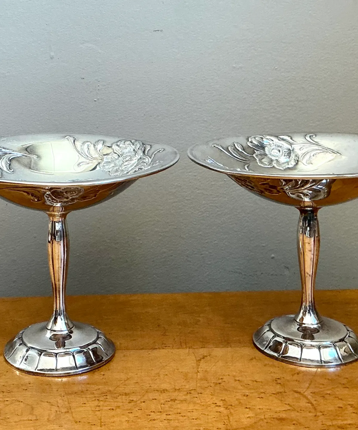 Vintage Silverplate Floral Compotes - Pair — additional photo 8