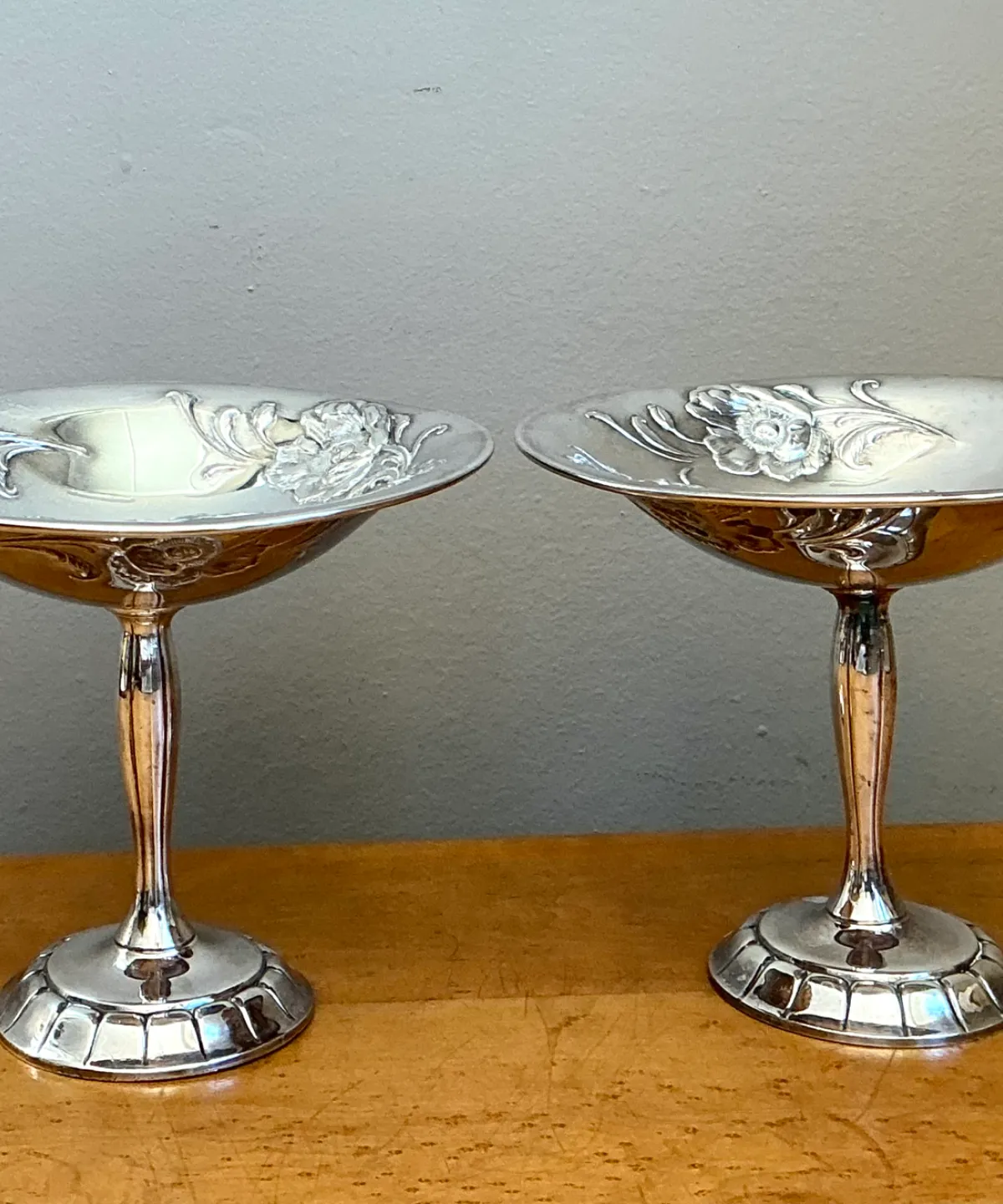 Vintage Silverplate Floral Compotes - Pair — additional photo 6