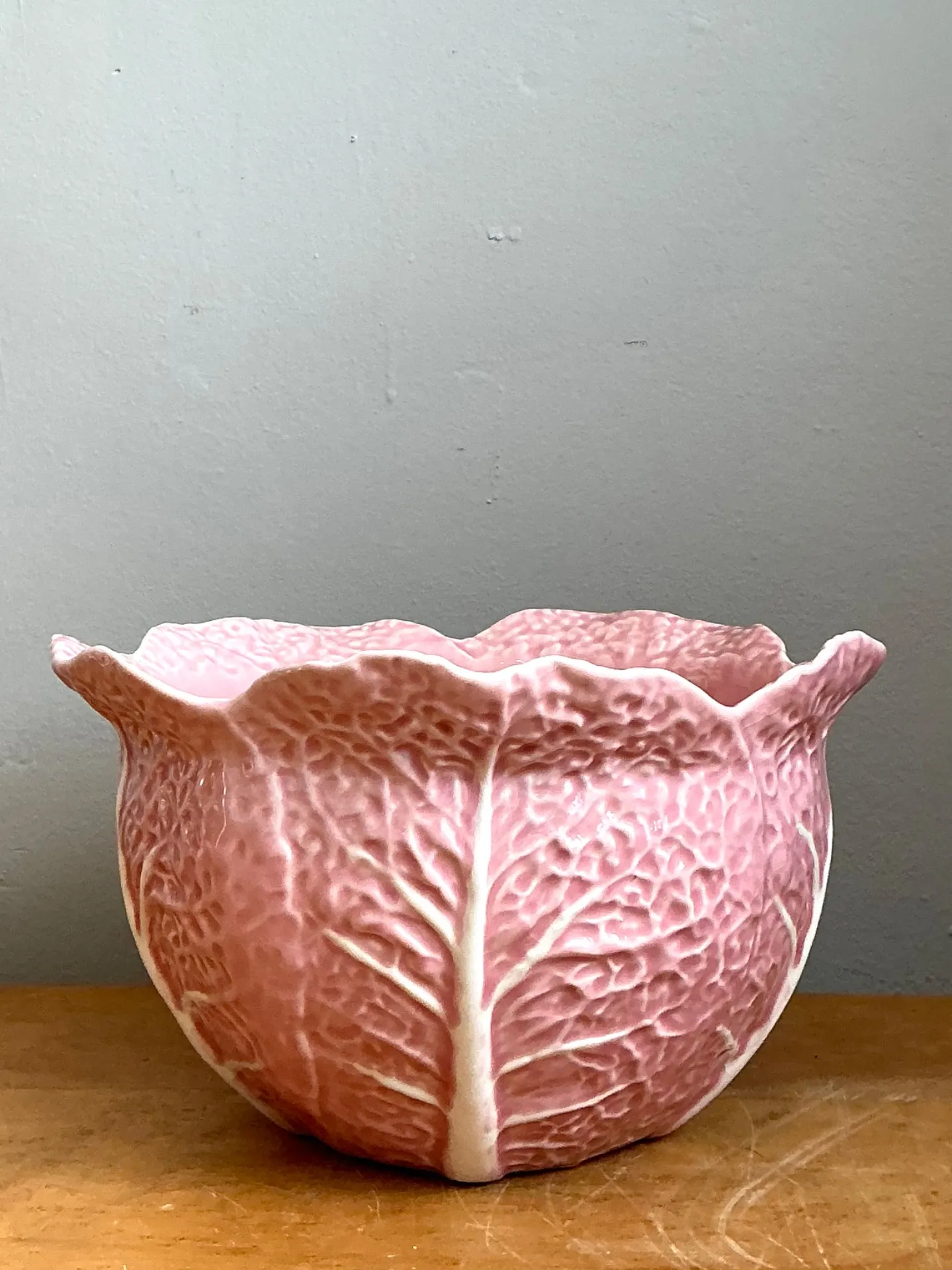 Vintage Bordallo Pinheiro Pink Cabbage Leaf Bowl — additional photo 6